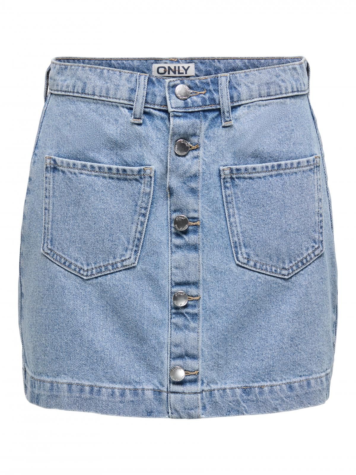 온리 하이웨이스트 버튼 데님 미니 스커트 15349035_2116 BLUE / LIGHT BLUE DENIM - 상세 이미지 3