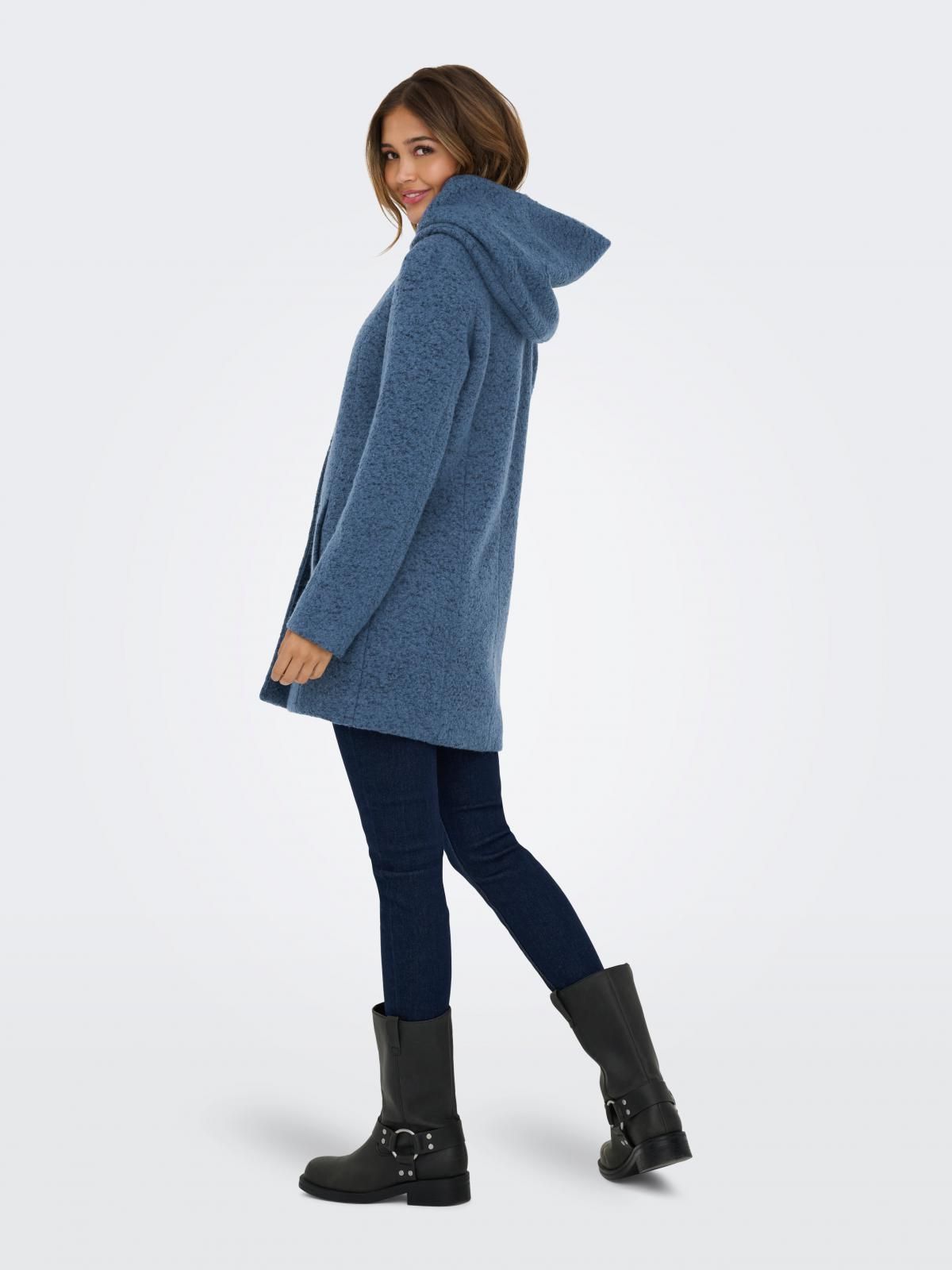 온리 울 테크니컬 후드 롱코트 15362444_1346_1233449 BLUE / CHINA BLUE - 상세 이미지 2