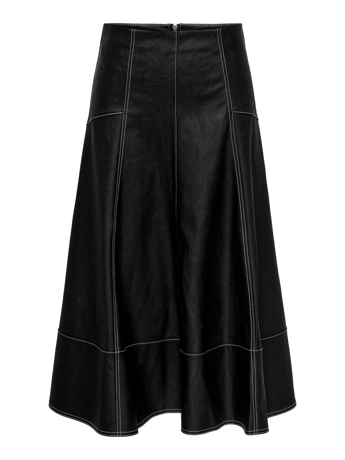 온리 테크니컬 레더 미디 스커트 15350401_2161 BLACK / BLACK - 상세 이미지 3