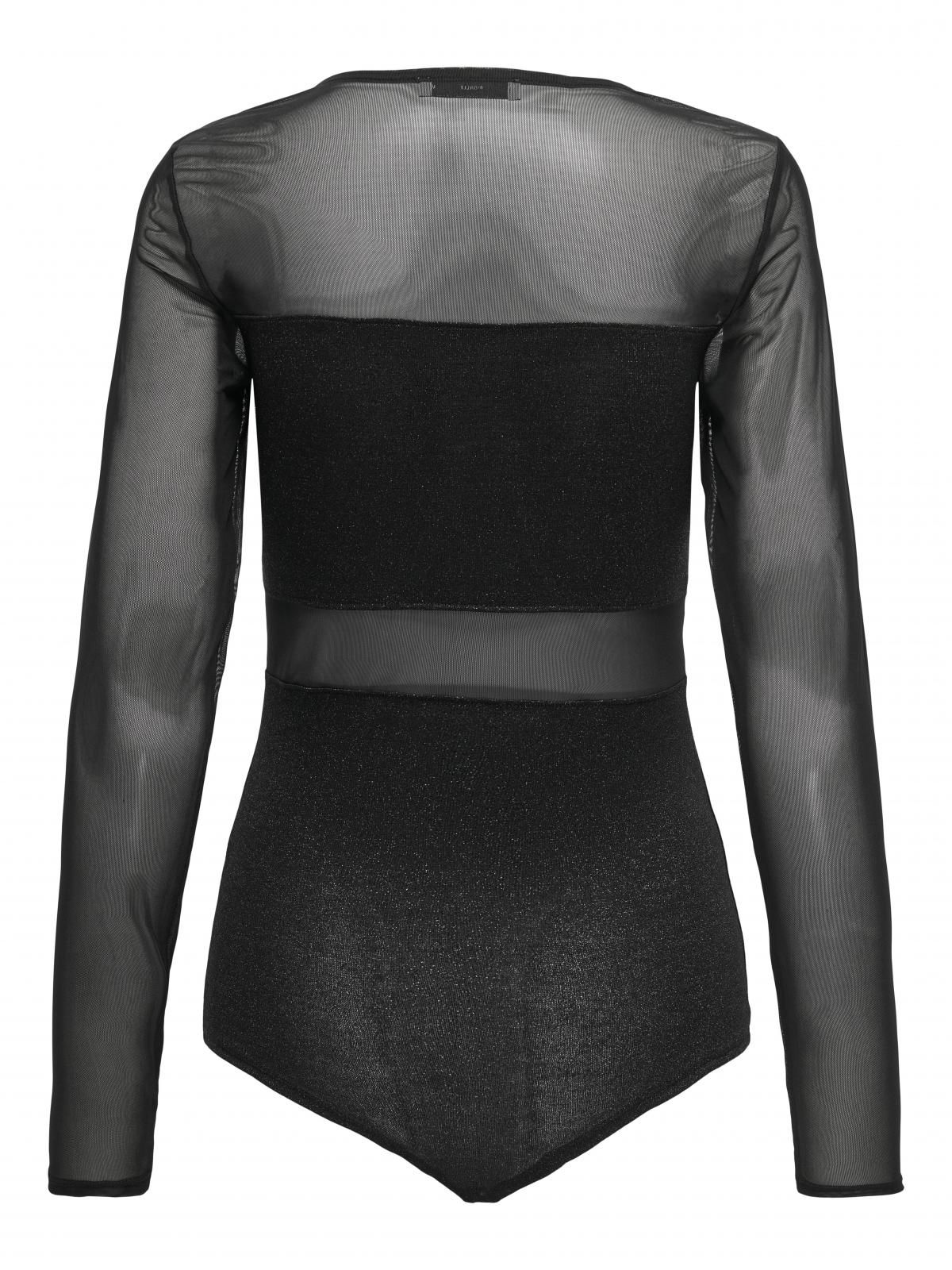온리 시스루 메쉬 라운드넥 긴팔 바디수트 15344709_2161 BLACK / BLACK - 상세 이미지 4