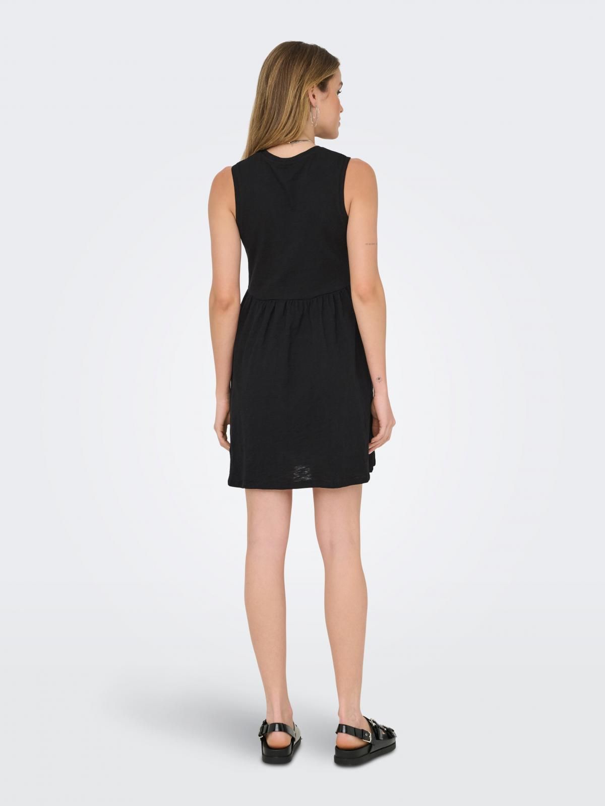 온리 슬리브리스 라운드넥 미니 원피스 15348022_2161 BLACK / BLACK - 상세 이미지 2