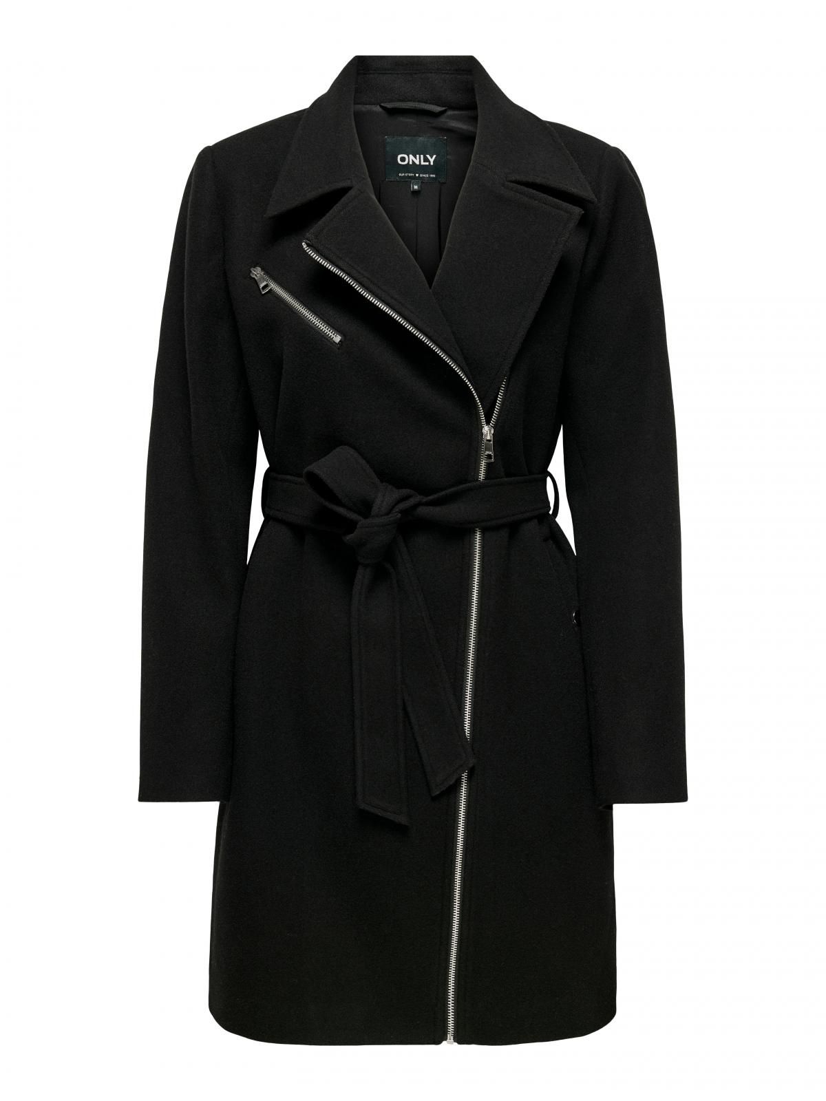 온리 테크니컬 바이커 카라 벨트 롱 코트 15315237_2161_1090027 BLACK / BLACK - 상세 이미지 4