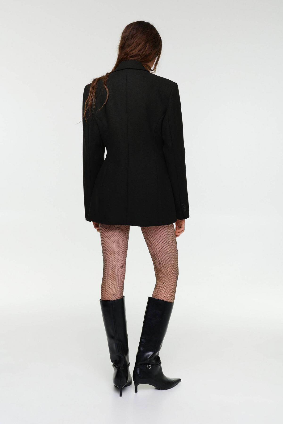 풀앤베어 펠트 텍스처 블레이저 스타일 코트 3755/360 BLACK - 상세 이미지 4
