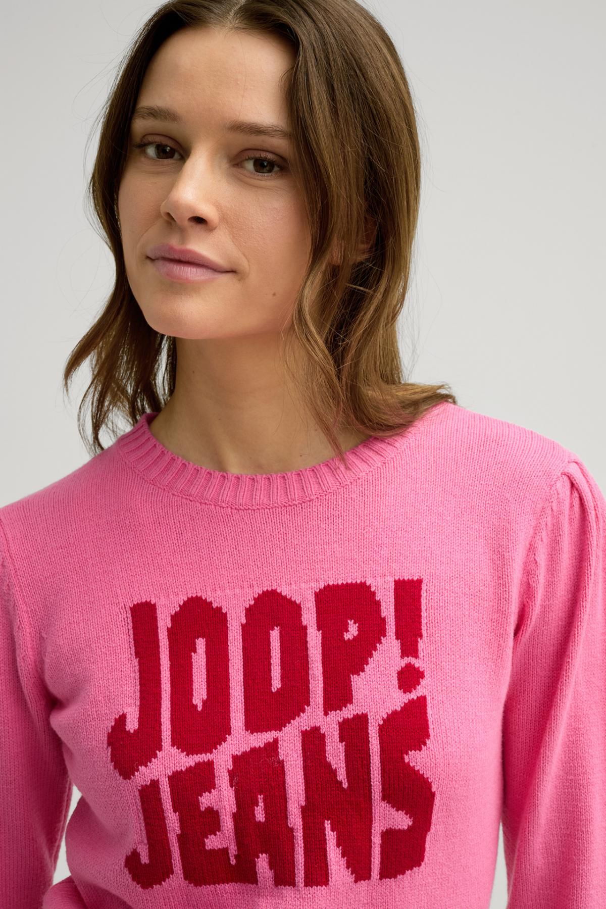 윱 페미닌 라운드넥 핑크 코튼믹스 니트 JOOPJEANS 로고 30046088-10019245-668 PINK - 상세 이미지 5