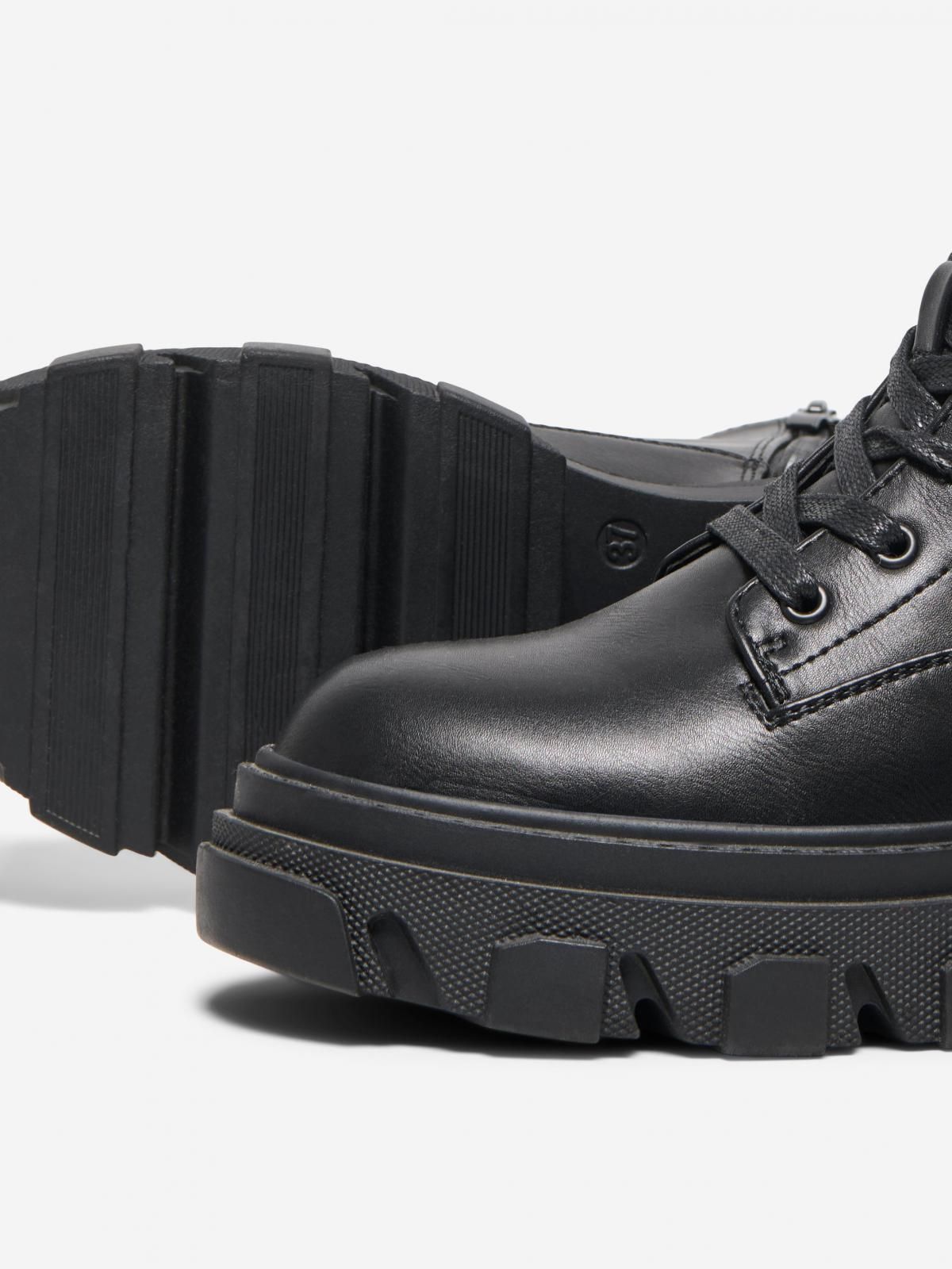 온리 청키 앵클 레이스업 워커 부츠 15367244_2161 BLACK / BLACK - 상세 이미지 4