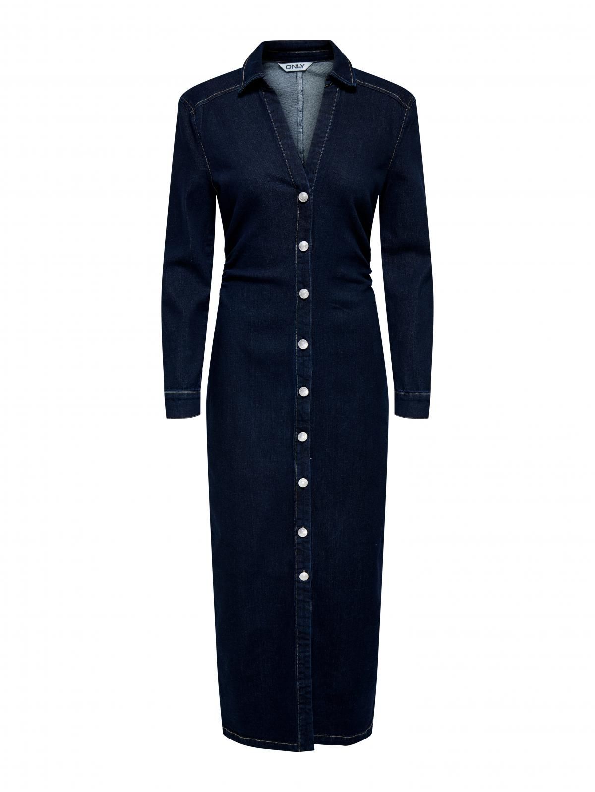 온리 데님 슬림핏 셔츠 롱 원피스 15353746_2114 BLUE / DARK BLUE DENIM - 상세 이미지 3
