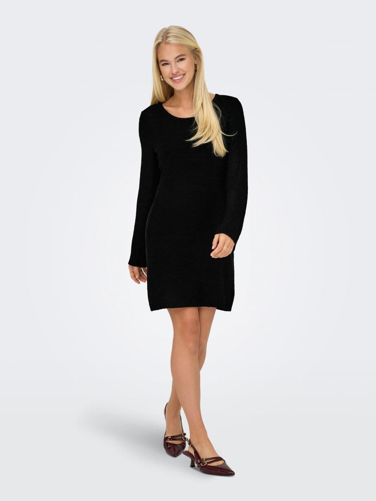 온리 데일리 라운드넥 니트 미니 원피스 블랙 15339433_2161 BLACK / BLACK - 상세 이미지 5