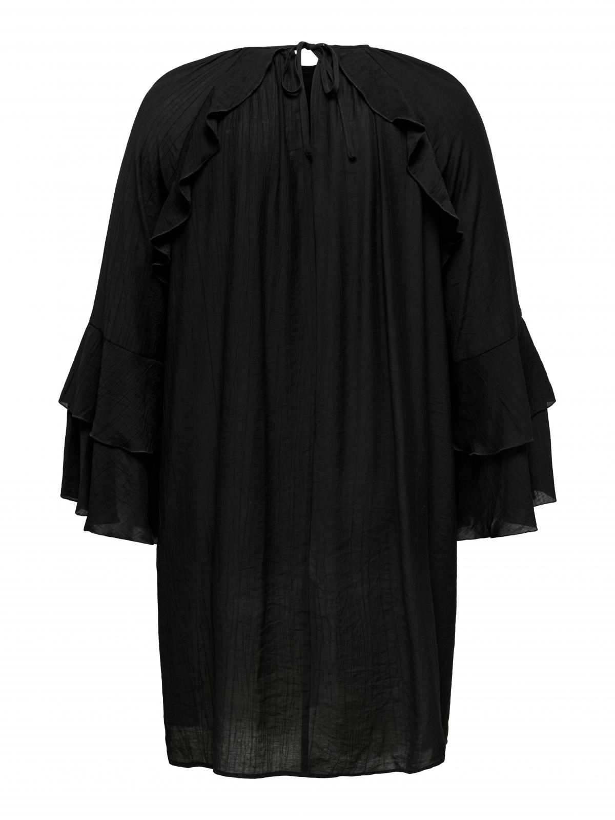 온리 빅사이즈 프릴 쉬폰 미니 원피스 블랙 15377749_2161 BLACK / BLACK - 상세 이미지 4