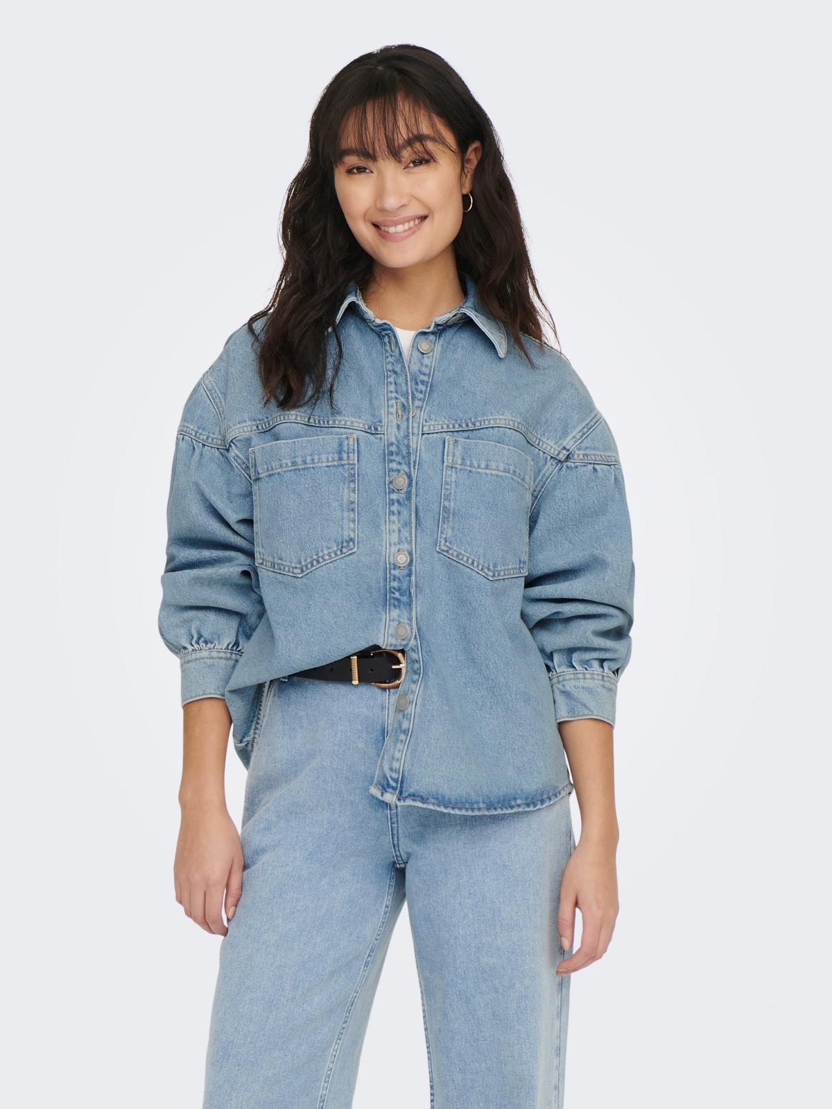 온리 오버핏 데님 데일리 재킷 15284611_2116 BLUE / LIGHT BLUE DENIM - 상품 이미지