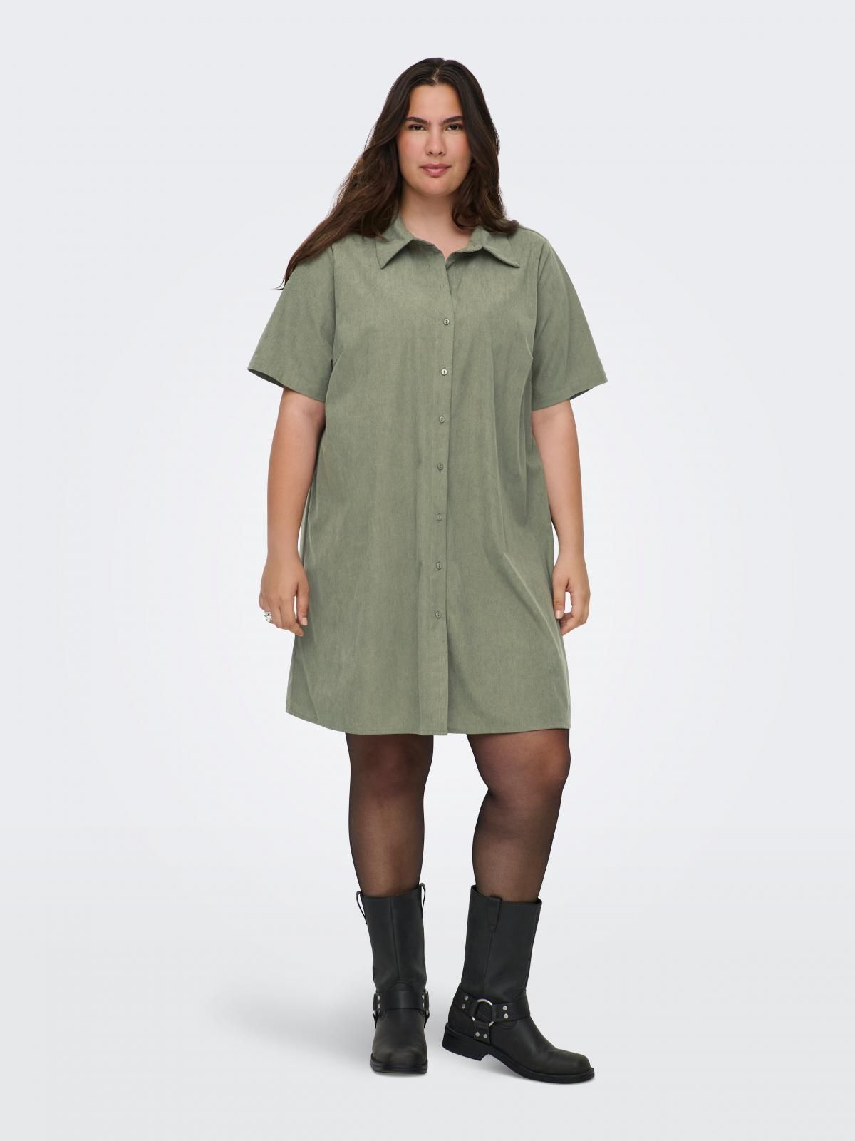 온리 코듀로이 셔츠 미니 원피스 15372840_4263 GREEN / KALAMATA - 상품 이미지