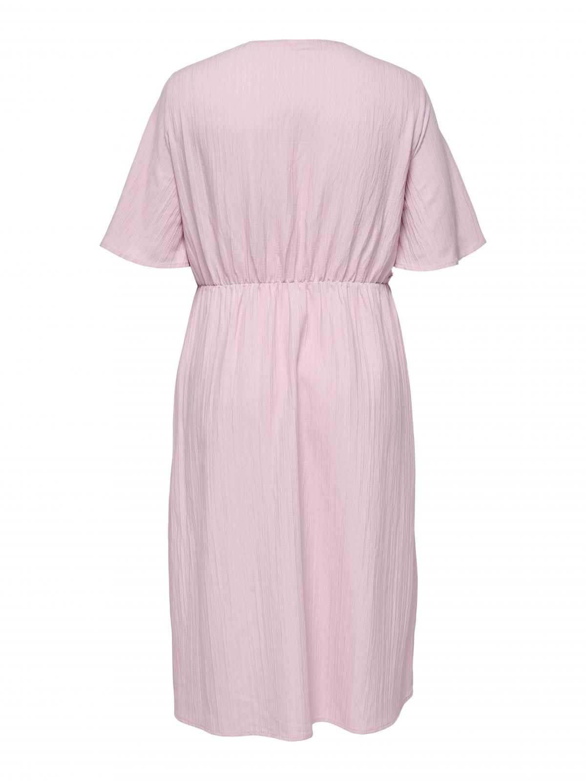 온리 빅사이즈 페미닌 브이넥 미디 원피스 15354632_917 PURPLE / CHALK PINK - 상세 이미지 4