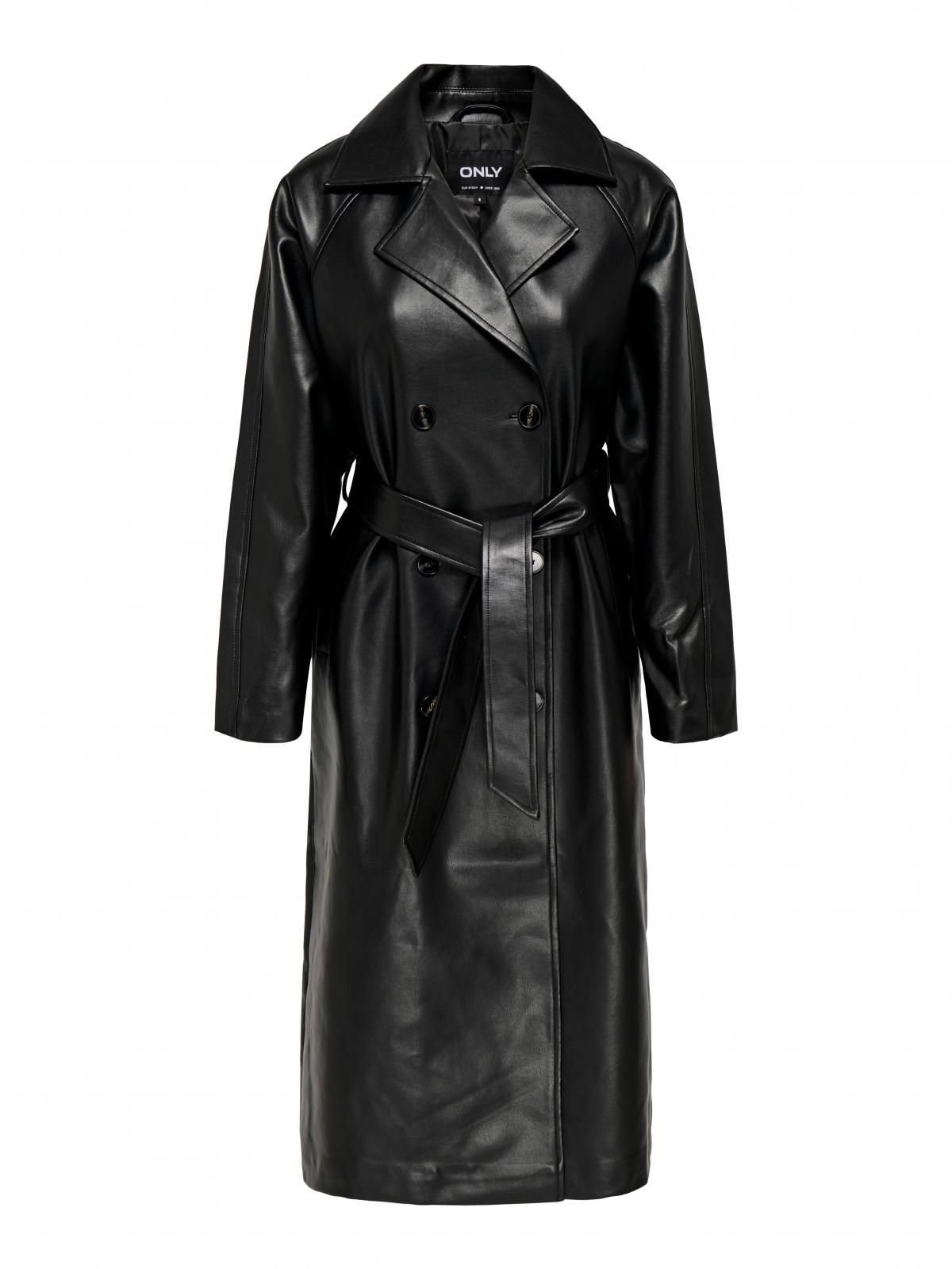 온리 더블버튼 벨티드 롱 트렌치코트 15349543_2161 BLACK / BLACK - 상세 이미지 3