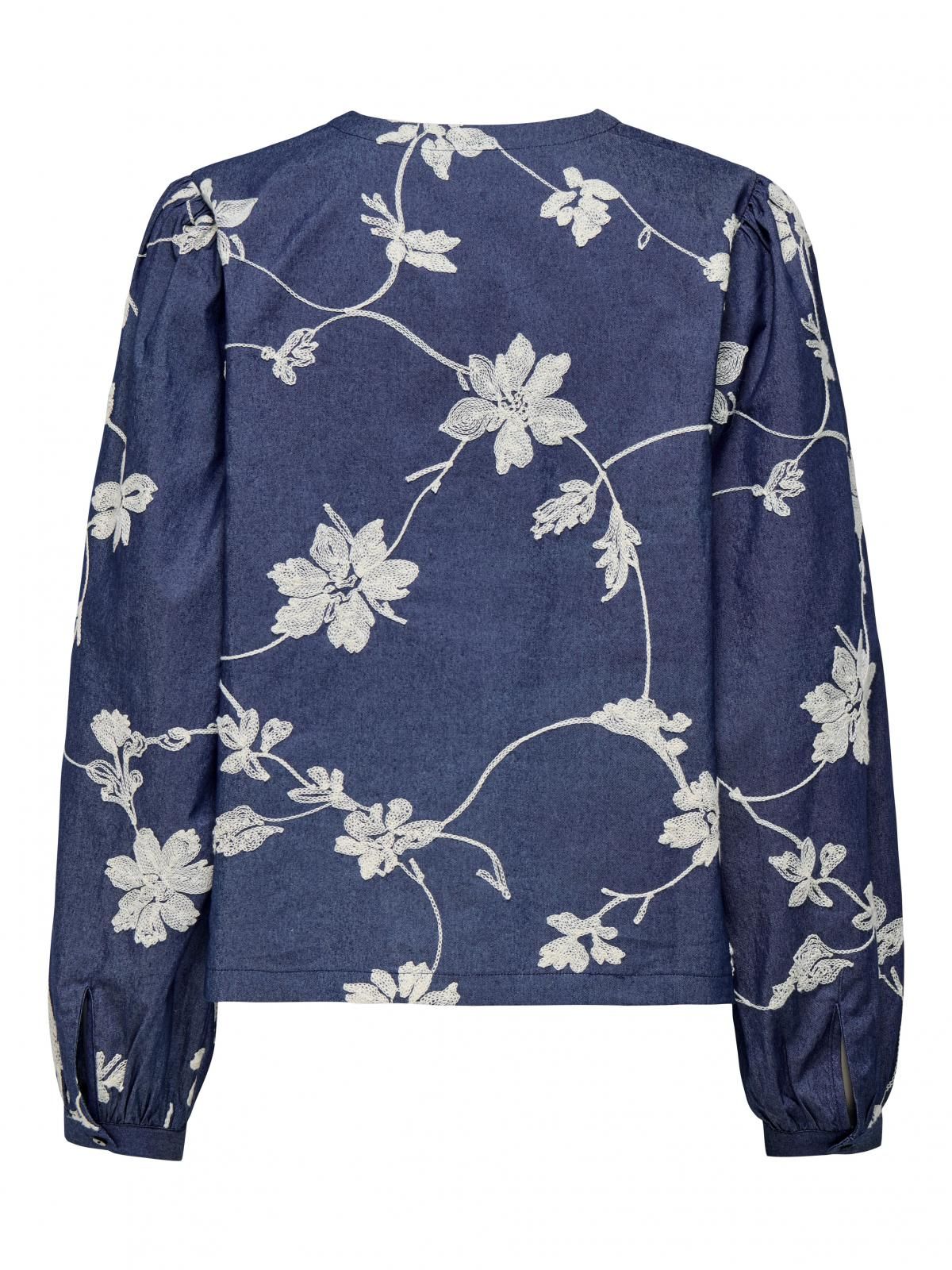 온리 플라워 프린트 브이넥 블라우스 15357483_1224 BLUE / BLUE INDIGO - 상세 이미지 2