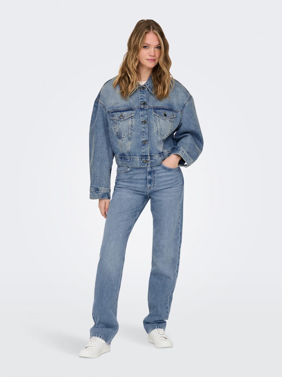 온리 트렌디 중청 데님 재킷 15310897_2115 BLUE / MEDIUM BLUE DENIM - 상세 이미지 5