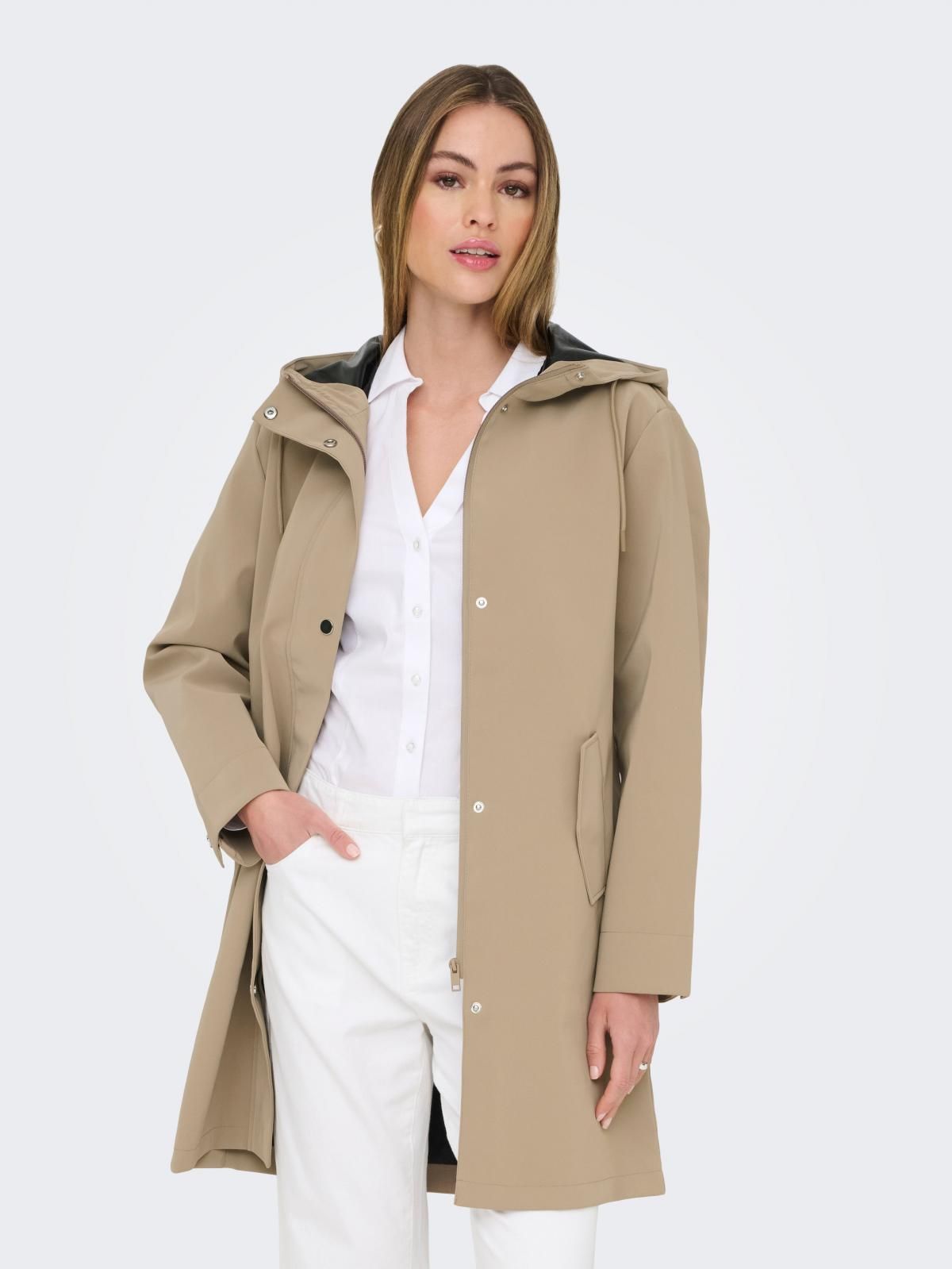온리 테크니컬 방수 후드 레인코트 15361318_111 BROWN / SILVER MINK - 상세 이미지 2