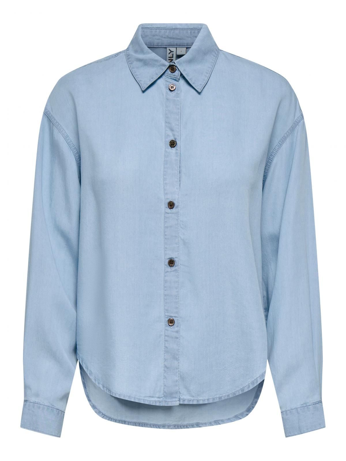 온리 루즈핏 드롭숄더 롱 셔츠 15337928_2116 BLUE / LIGHT BLUE DENIM - 상세 이미지 3