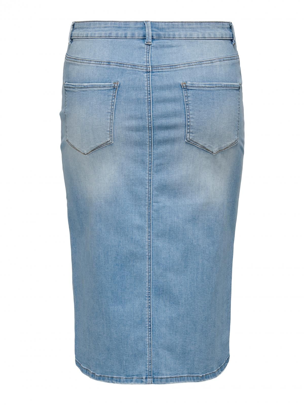 온리 하이웨이스트 데님 미디 스커트 15320978_2116 BLUE / LIGHT BLUE DENIM - 상세 이미지 4