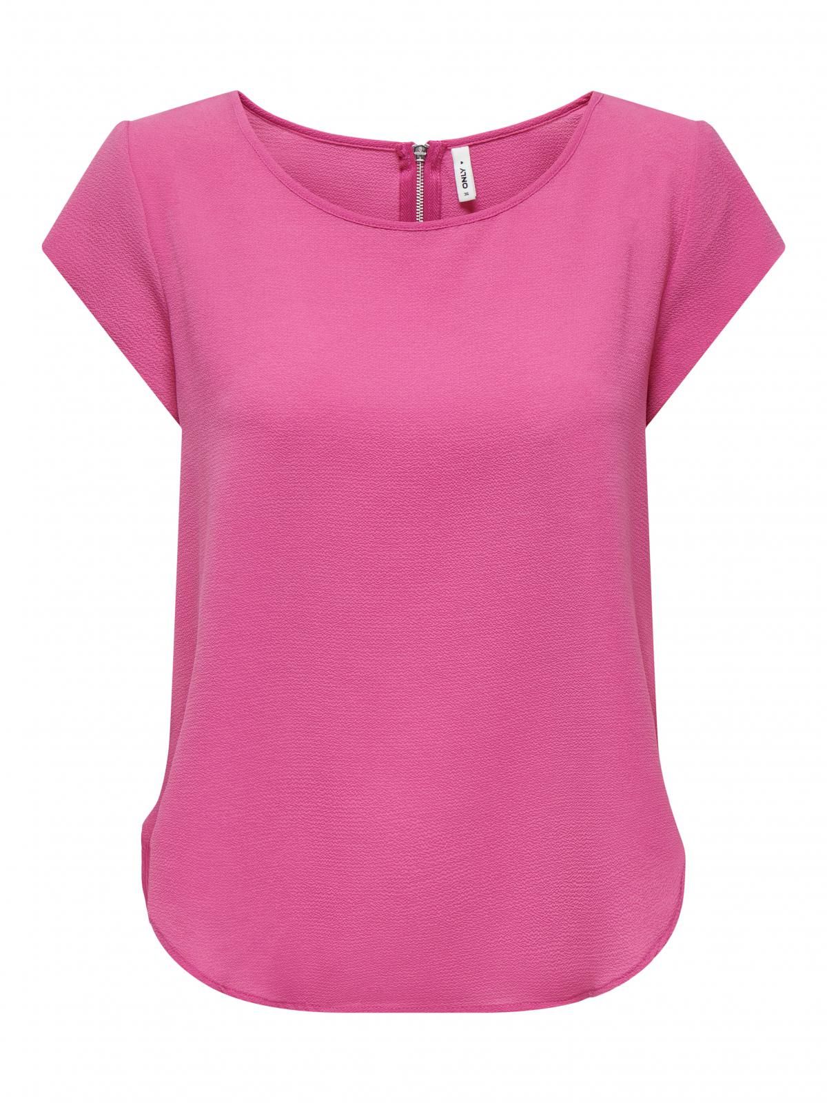 온리 심플 라운드넥 반팔 블라우스 핑크 15142784_838 ROSE / RASPBERRY ROSE - 상세 이미지 4