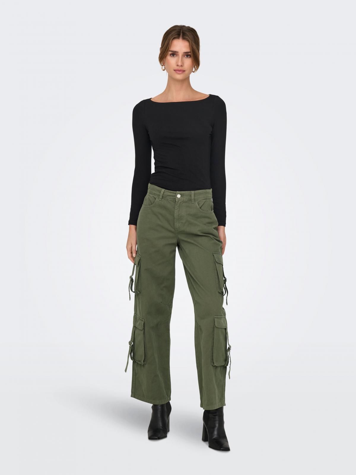 온리 베이직 라운드넥 슬림핏 긴팔 티셔츠 15327890_2161 BLACK / BLACK - 상세 이미지 5