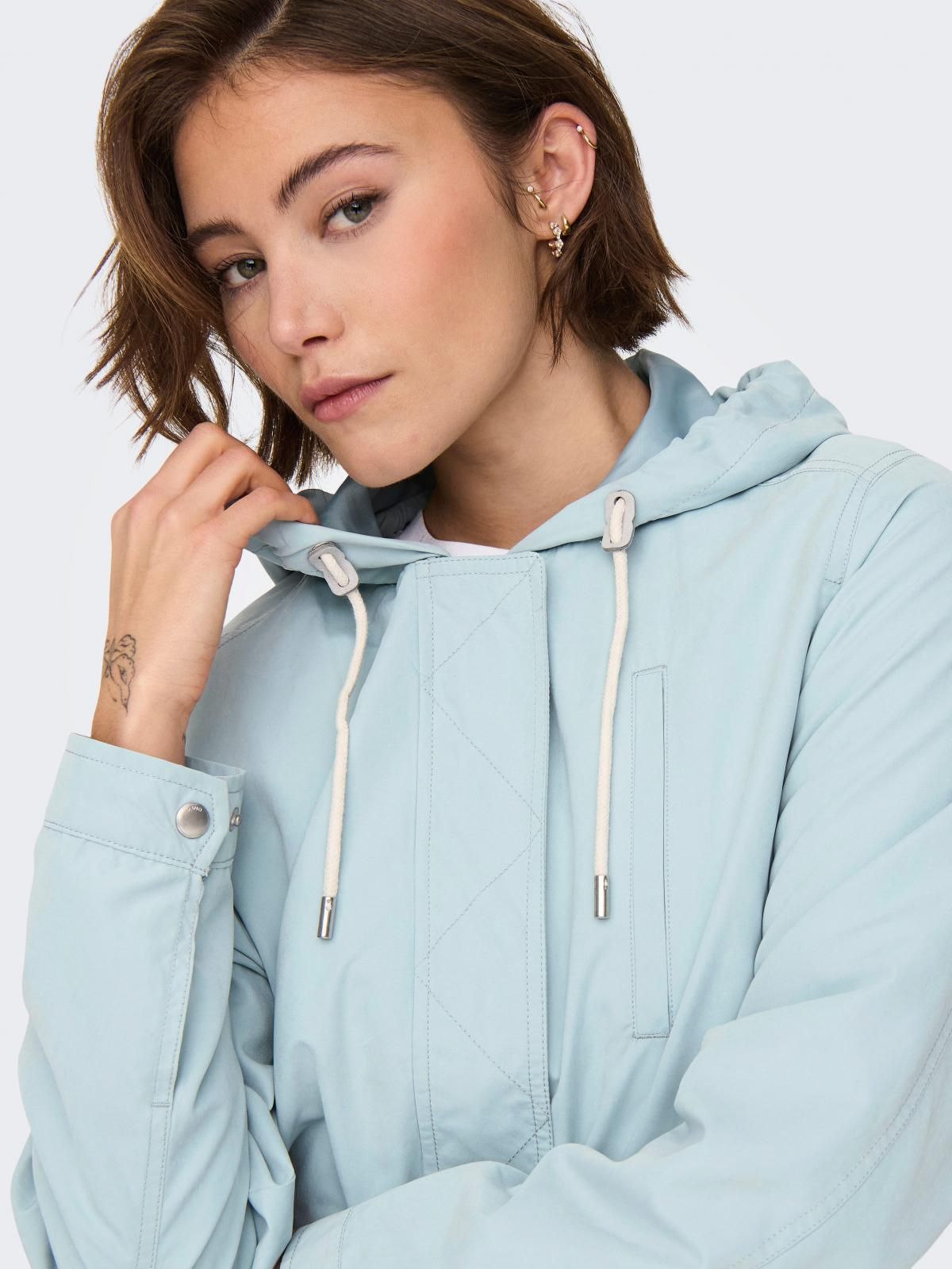 온리 테크니컬 라이트블루 후드 집업 재킷 15218613_1422 TURQUOISE / GRAY MIST 이미지 7