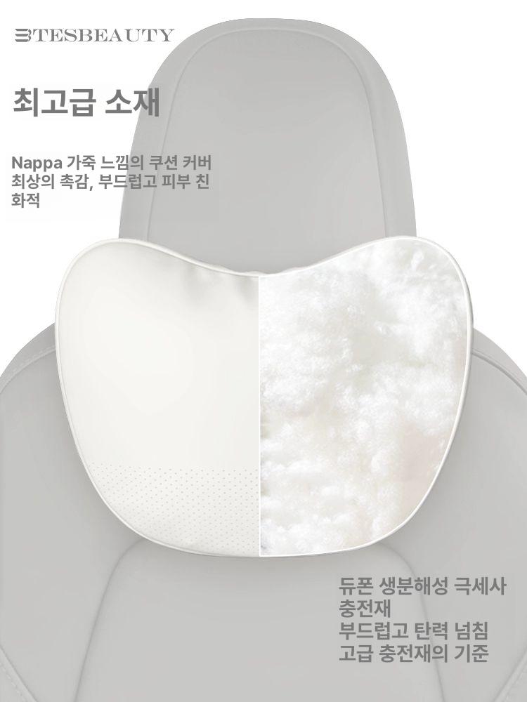 테슬라 목베개 나파가죽 자동차 목쿠션 모델Y 허리받침 차량용쿠션 화이트 헤드레스트 - 상세 이미지 3