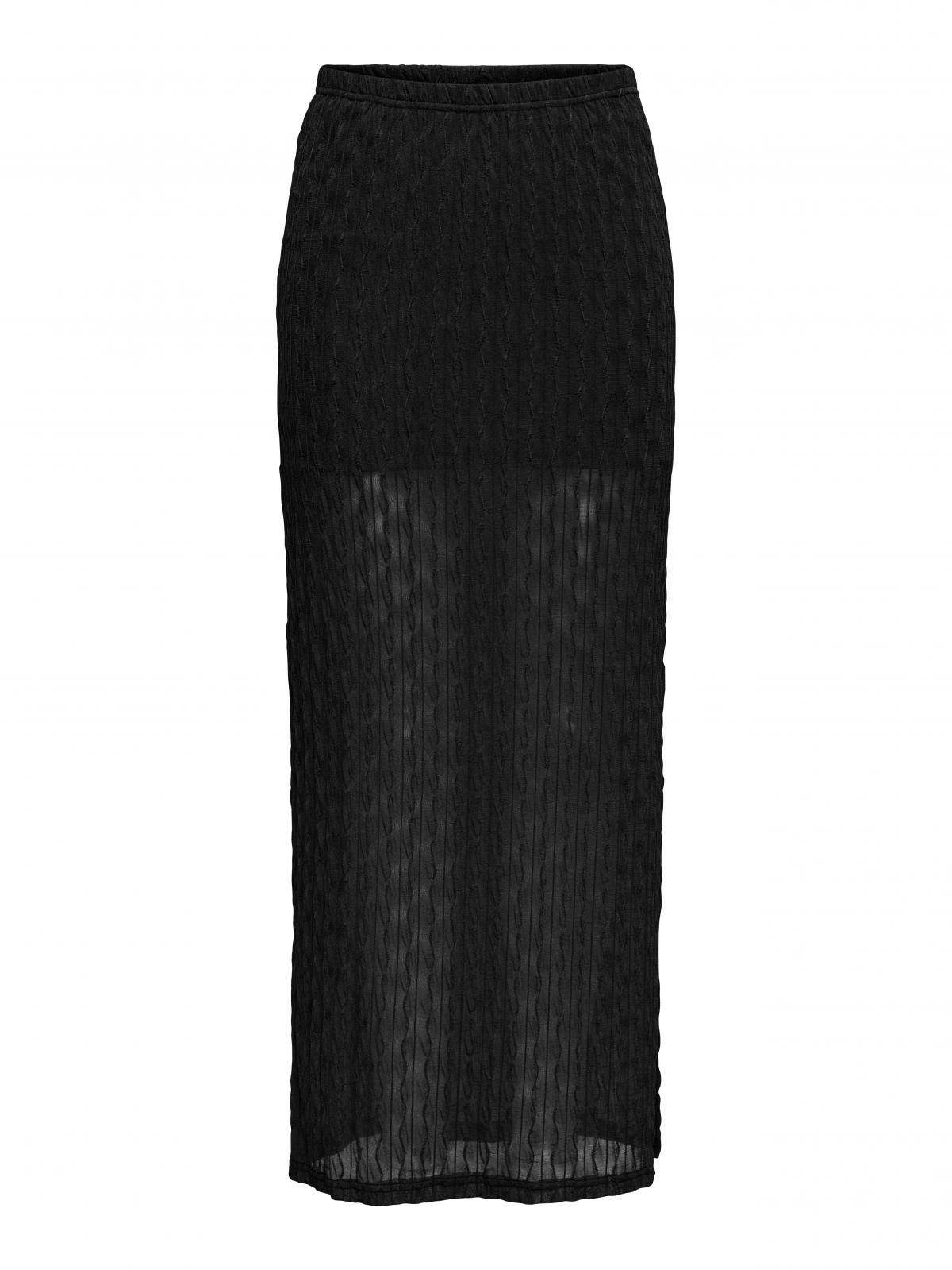 온리 시스루 테크니컬 나일론 롱 스커트 15352670_2161 BLACK / BLACK - 상세 이미지 3