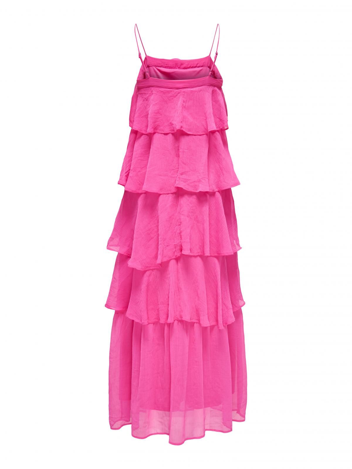 온리 프릴 핑크 스트랩 롱 원피스 15349477_8904 ROSE / FUCHSIA FEDORA - 상세 이미지 4