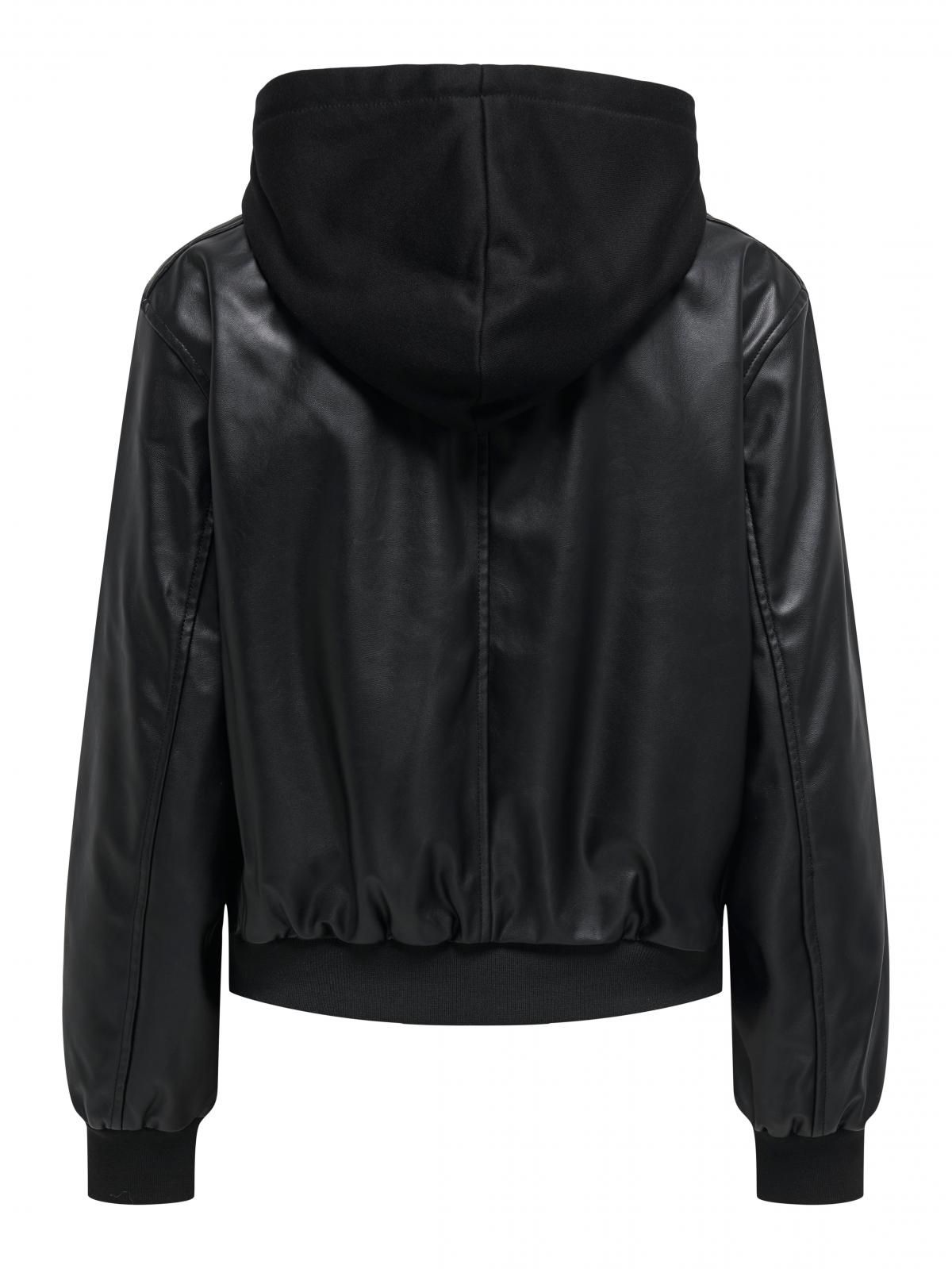온리 트렌디 블랙 레더 집업 재킷 15349076_2161 BLACK / BLACK - 상세 이미지 4