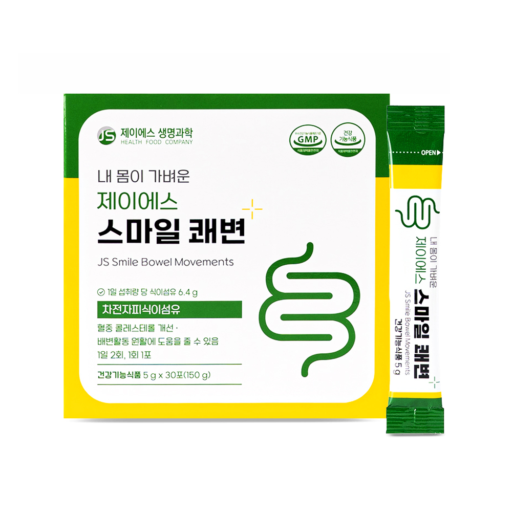 제이에스 스마일 쾌변 차전자피 환 식이섬유 영양제 장청소 숙변 제거 30포, 1개 - 상품 이미지