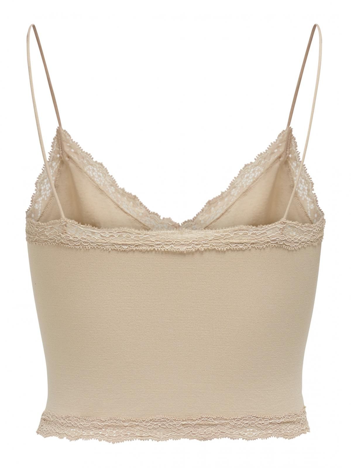 온리 베이직 레이스 크롭 민소매 티셔츠 15190175_318 WHITE / NUDE - 상세 이미지 4