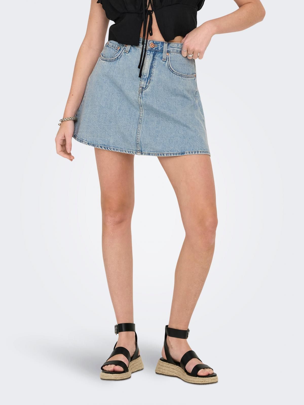 온리 트렌디 데님 미니 스커트 15349233_2116 BLUE / LIGHT BLUE DENIM - 상품 이미지