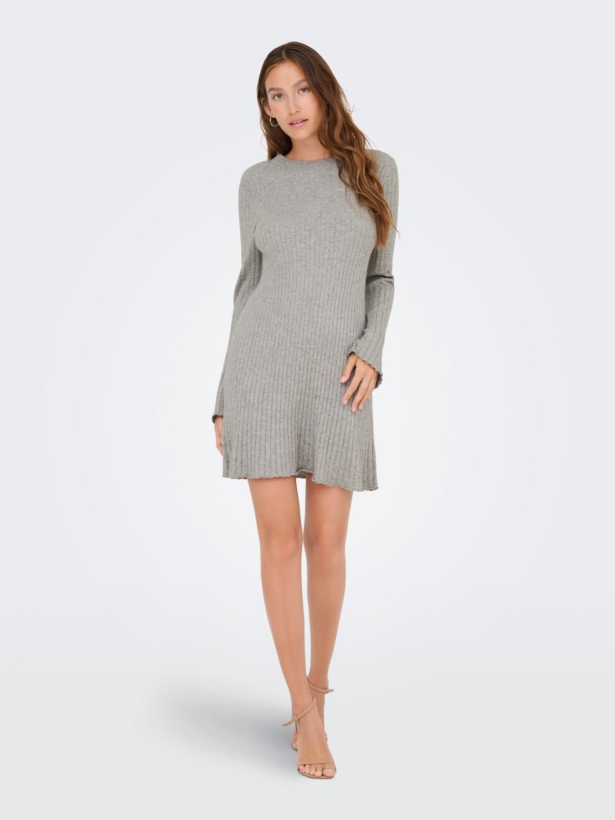 온리 테크니컬 라운드넥 니트 미니 원피스 15352211_2382 GREY / MEDIUM GREY MELANGE - 상세 이미지 5