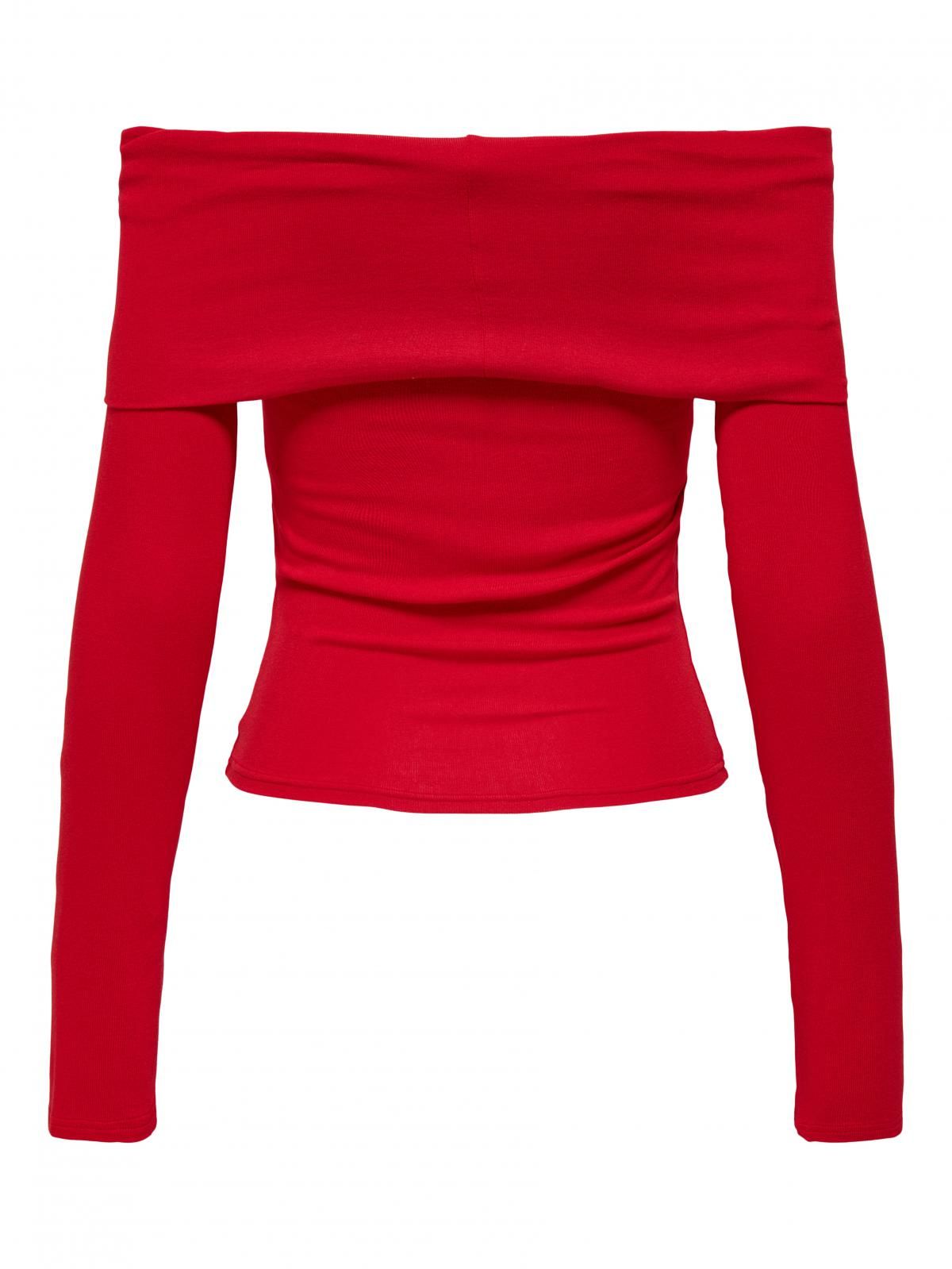 온리 오프숄더 소프트 비스코스 긴팔 탑 15339435_767 RED / MARS RED - 상세 이미지 4