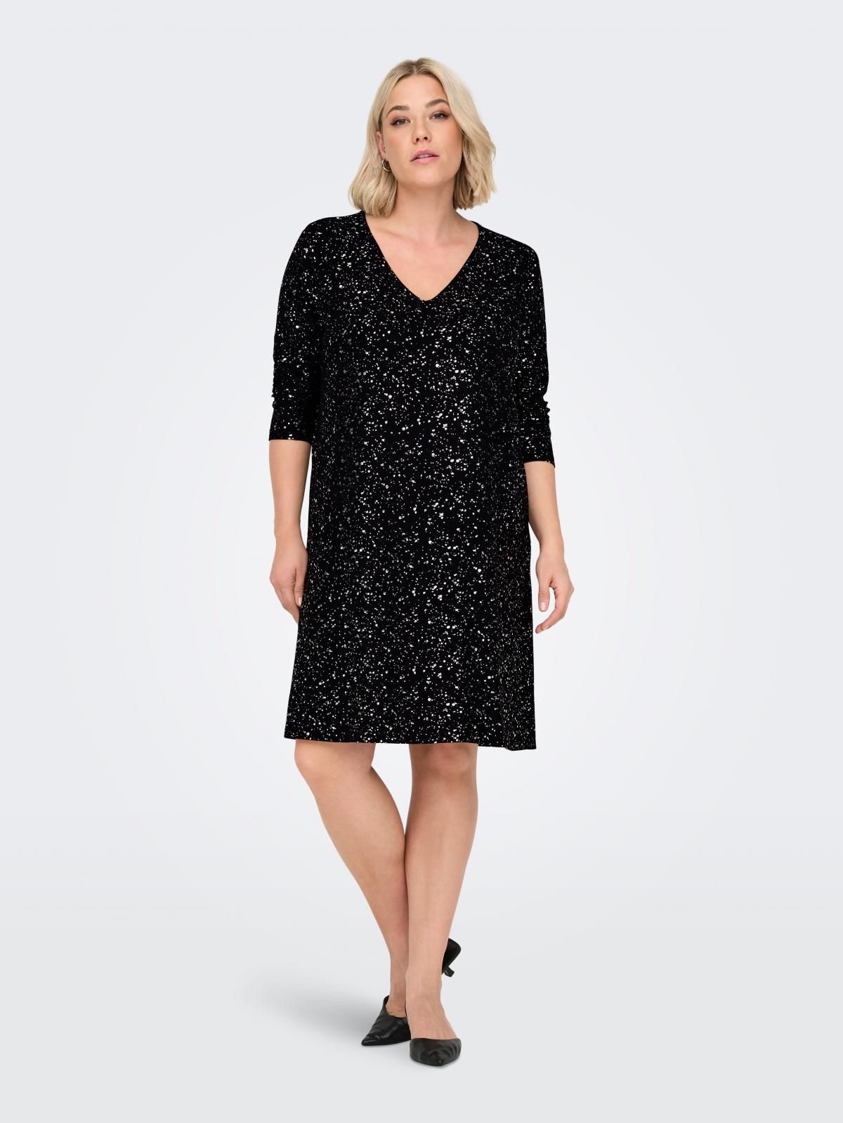 온리 글리터 V넥 미니 원피스 15354935_2161_1208896 BLACK / BLACK - 상품 이미지