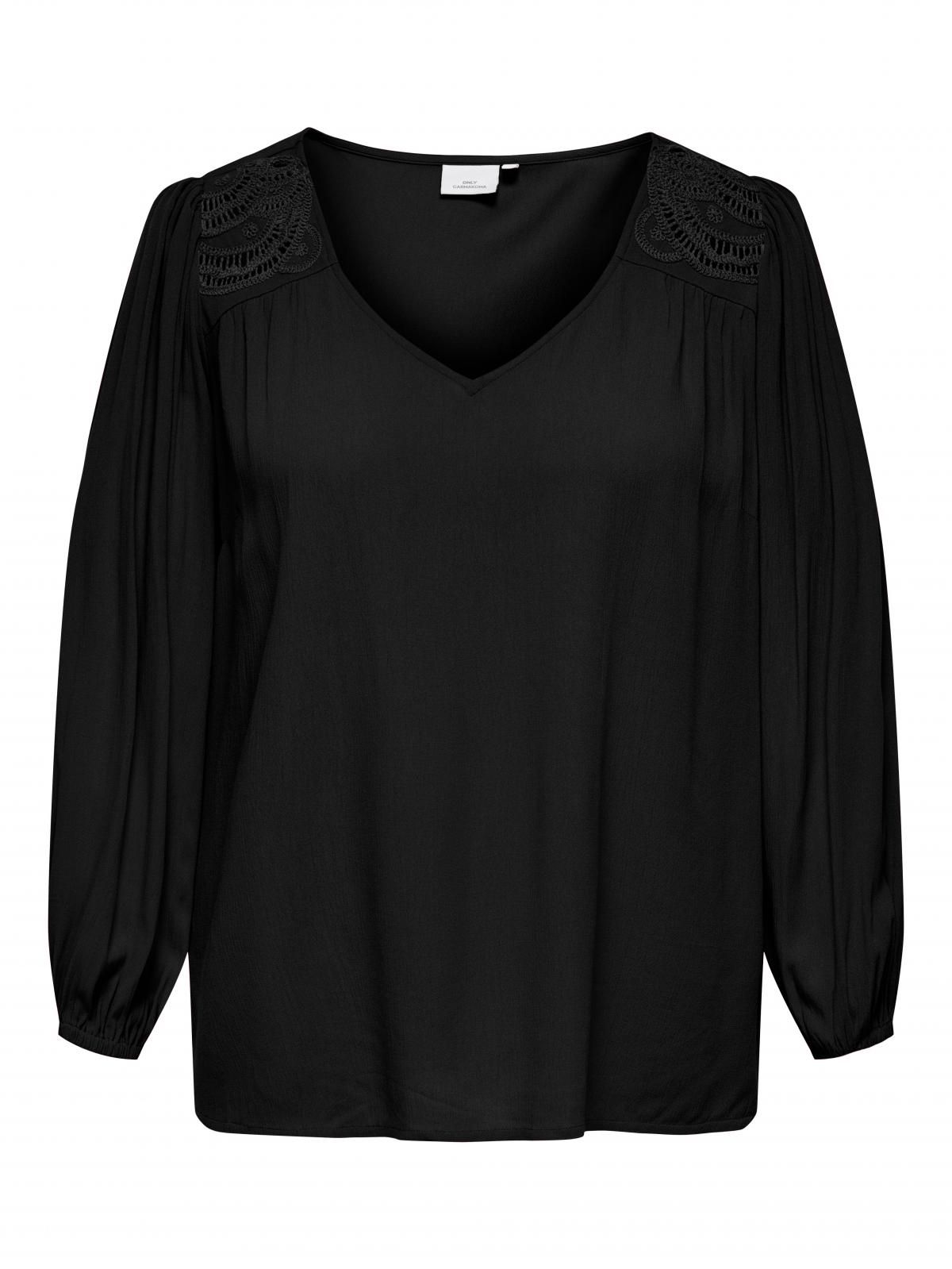 온리 빅사이즈 브이넥 페미닌 블라우스 15357561_2161 BLACK / BLACK - 상세 이미지 3