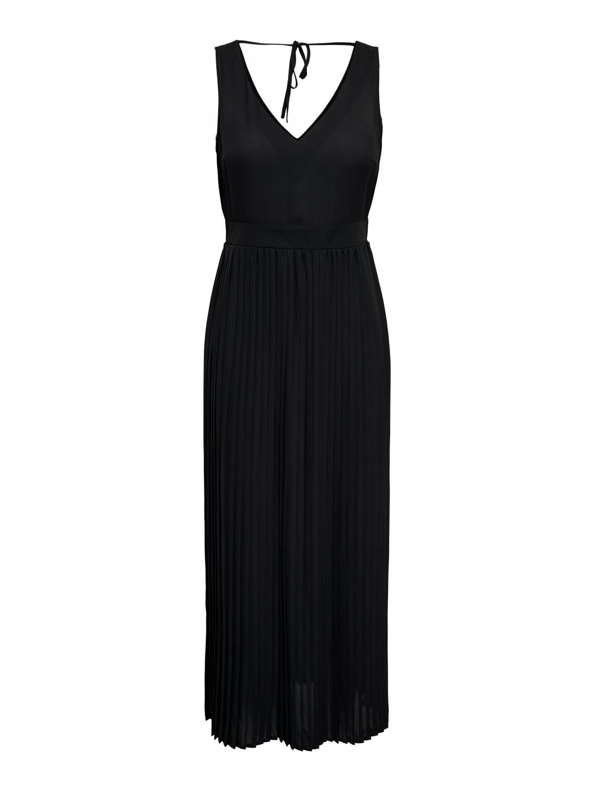 온리 플리츠 브이넥 슬리브리스 롱 원피스 15347625_2161 BLACK / BLACK - 상세 이미지 3
