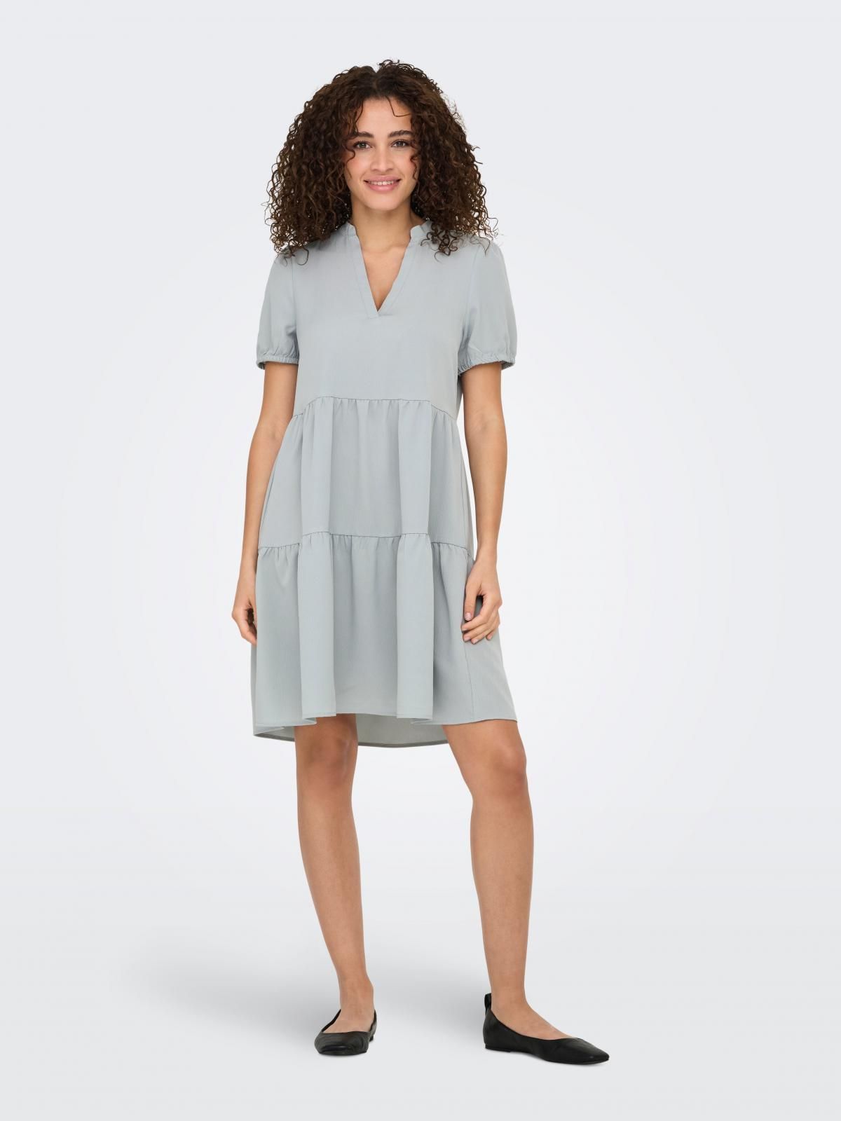 온리 브이넥 반팔 미니 원피스 15342649_1461 TURQUOISE / ABYSS - 상세 이미지 2