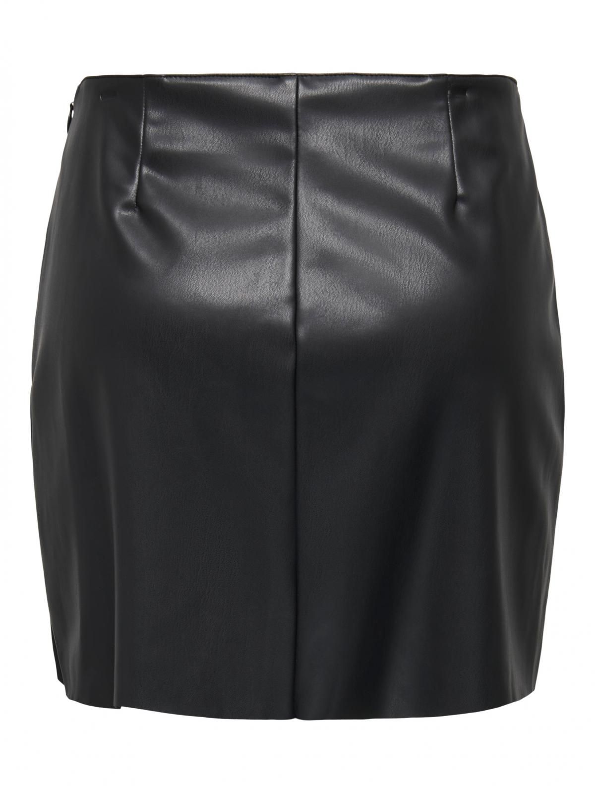 온리 플리츠 레더 미니 스커트 15353576_2161 BLACK / BLACK - 상세 이미지 4