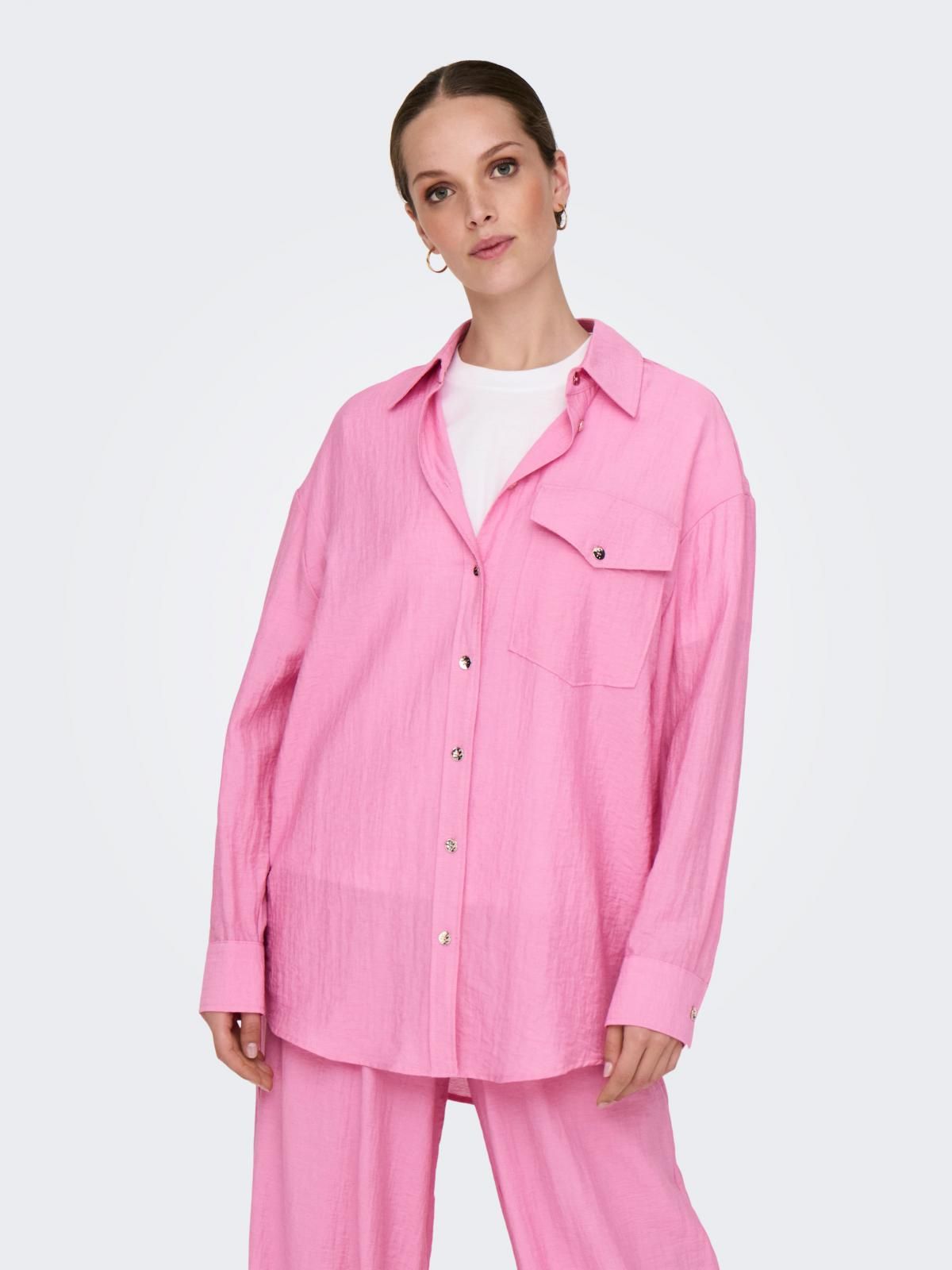 온리 루즈핏 핑크 롱 셔츠 15340270_812 ROSE / FUCHSIA PINK - 상품 이미지