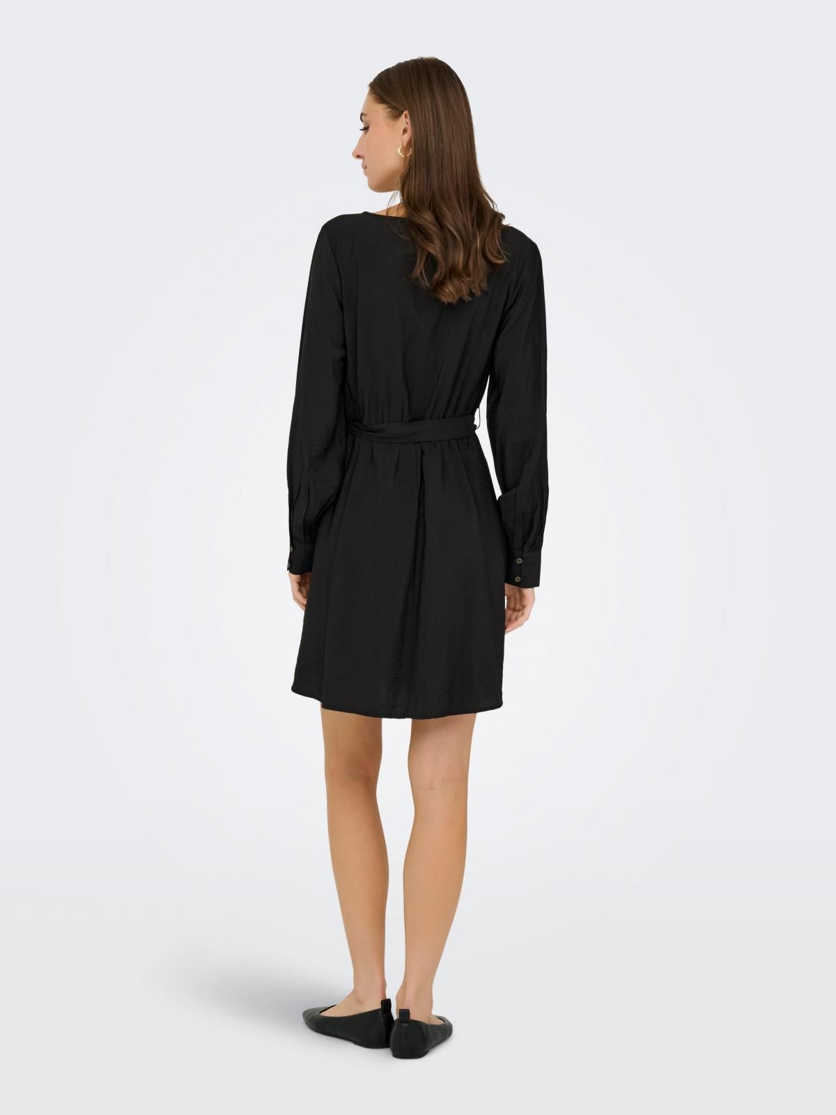 제이디와이 모던 브이넥 벨티드 미니 원피스 15359478_2161 BLACK / BLACK - 상세 이미지 2