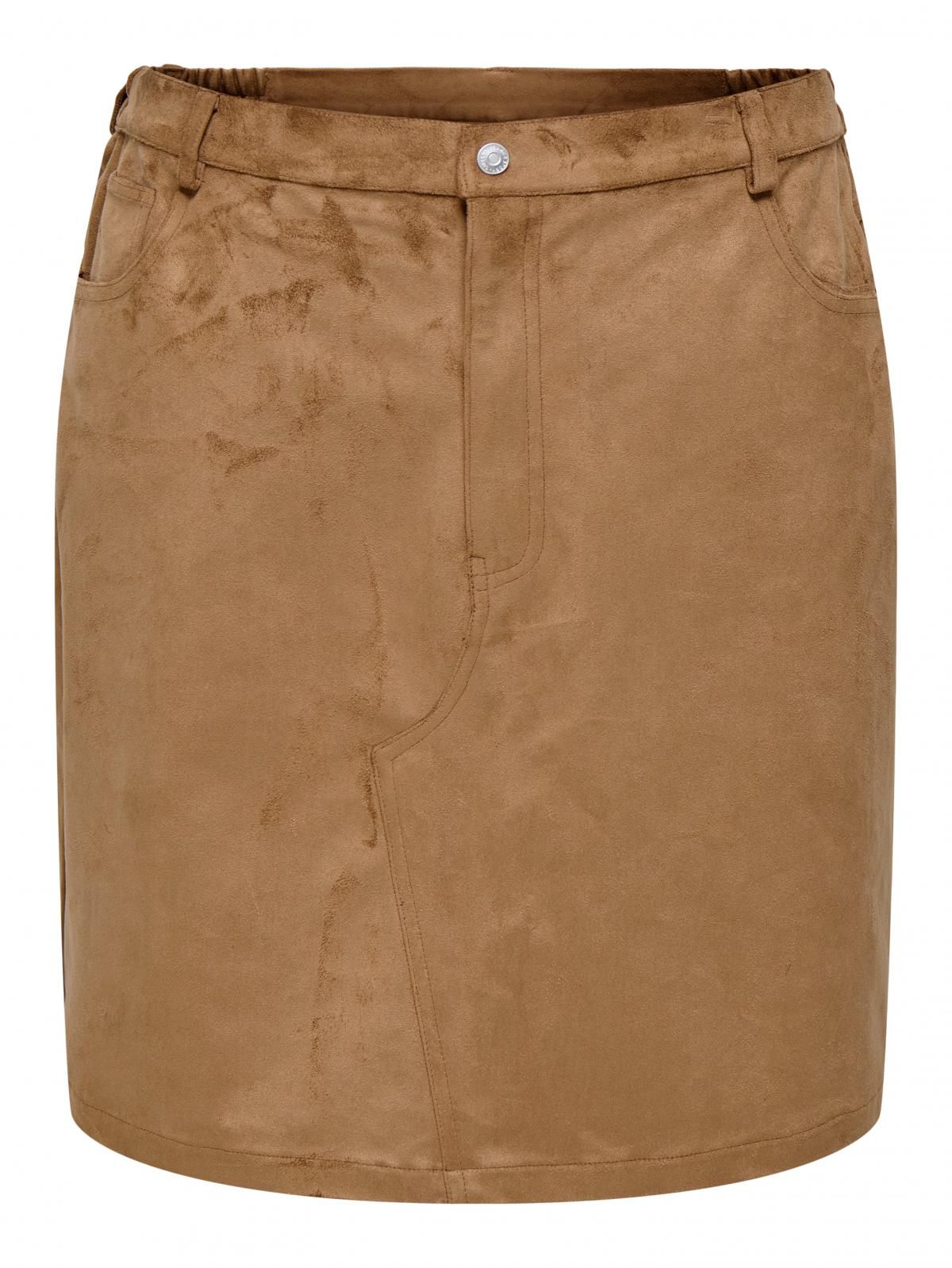 온리 빅사이즈 카멜 데님 미니 스커트 15360637_409 BROWN / COGNAC - 상세 이미지 3