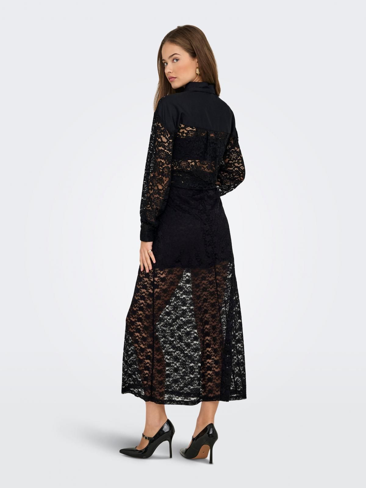 온리 레이스 미디 밴딩 스커트 15357638_2161 BLACK / BLACK - 상세 이미지 2