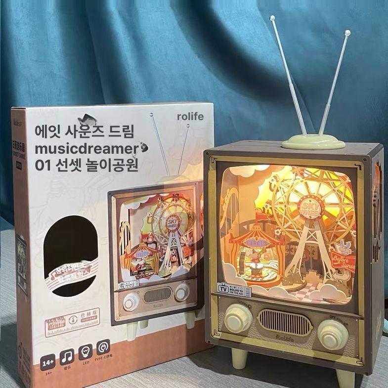 로보타임 선셋 놀이공원 DIY 입체 나무 퍼즐 미니어처 오르골 조립 관람차 선셋 놀이공원 - 상세 이미지 2