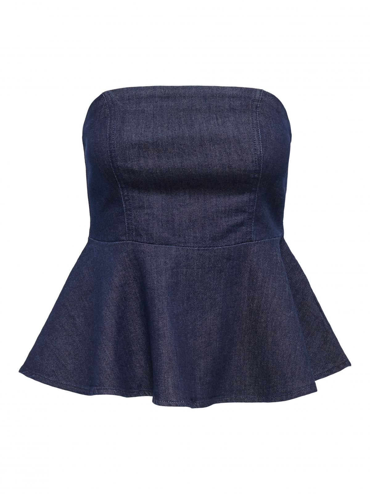 온리 데님 스모크 스트랩리스 탑 15359758_2114 BLUE / DARK BLUE DENIM - 상세 이미지 3