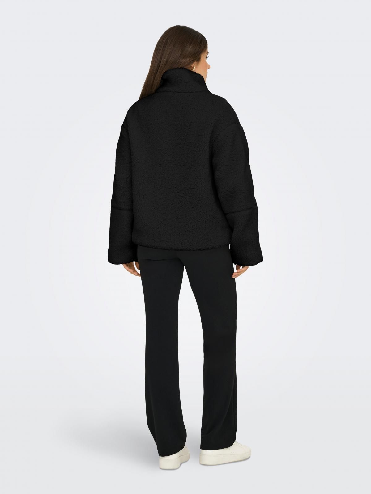 온리 테크니컬 하이넥 테디퍼 코트 15349400_2161 BLACK / BLACK - 상세 이미지 2
