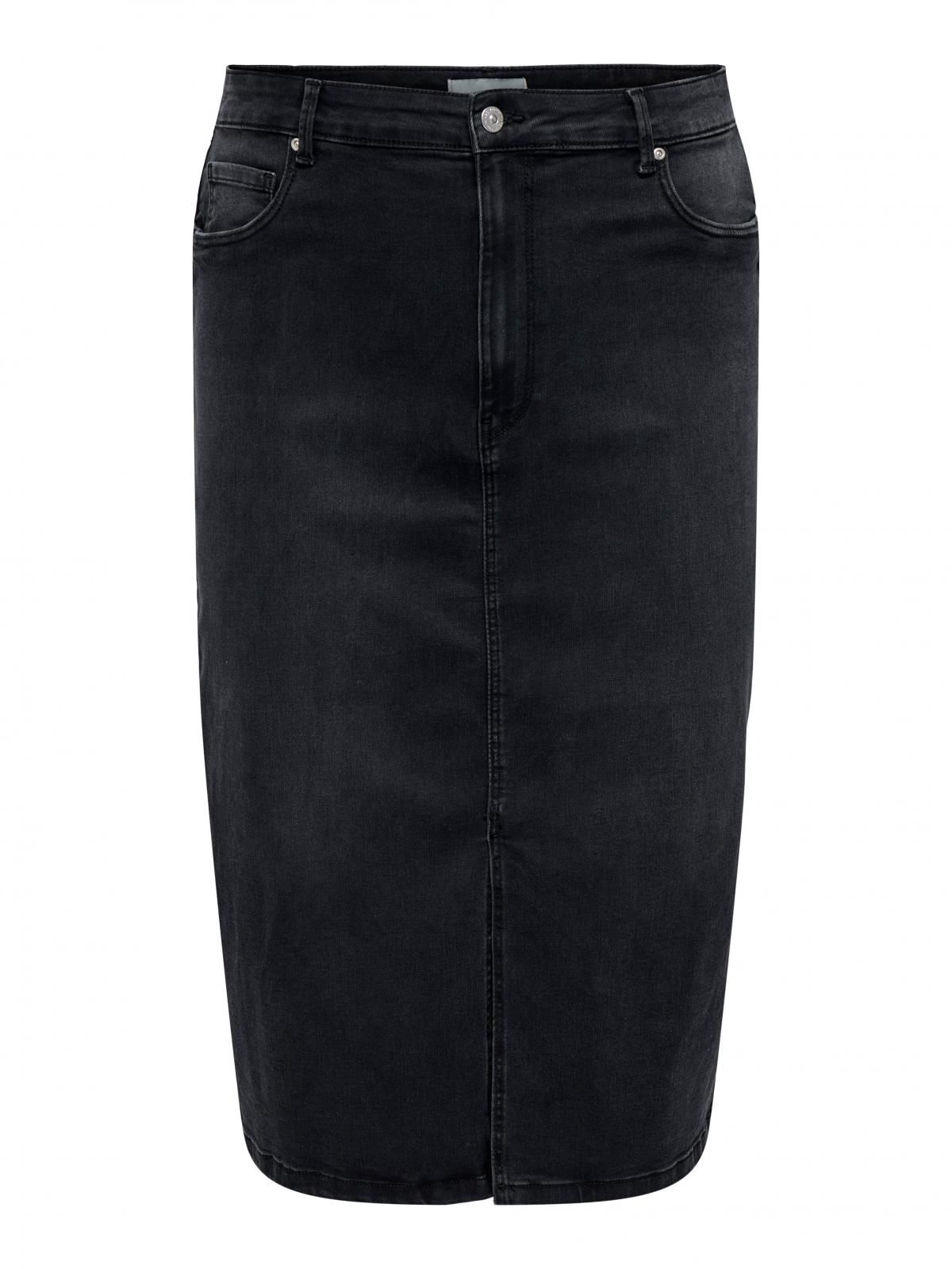 온리 빅사이즈 데님 미디 스커트 슬릿 포켓 15320978_8183 BLACK / WASHED BLACK - 상세 이미지 3