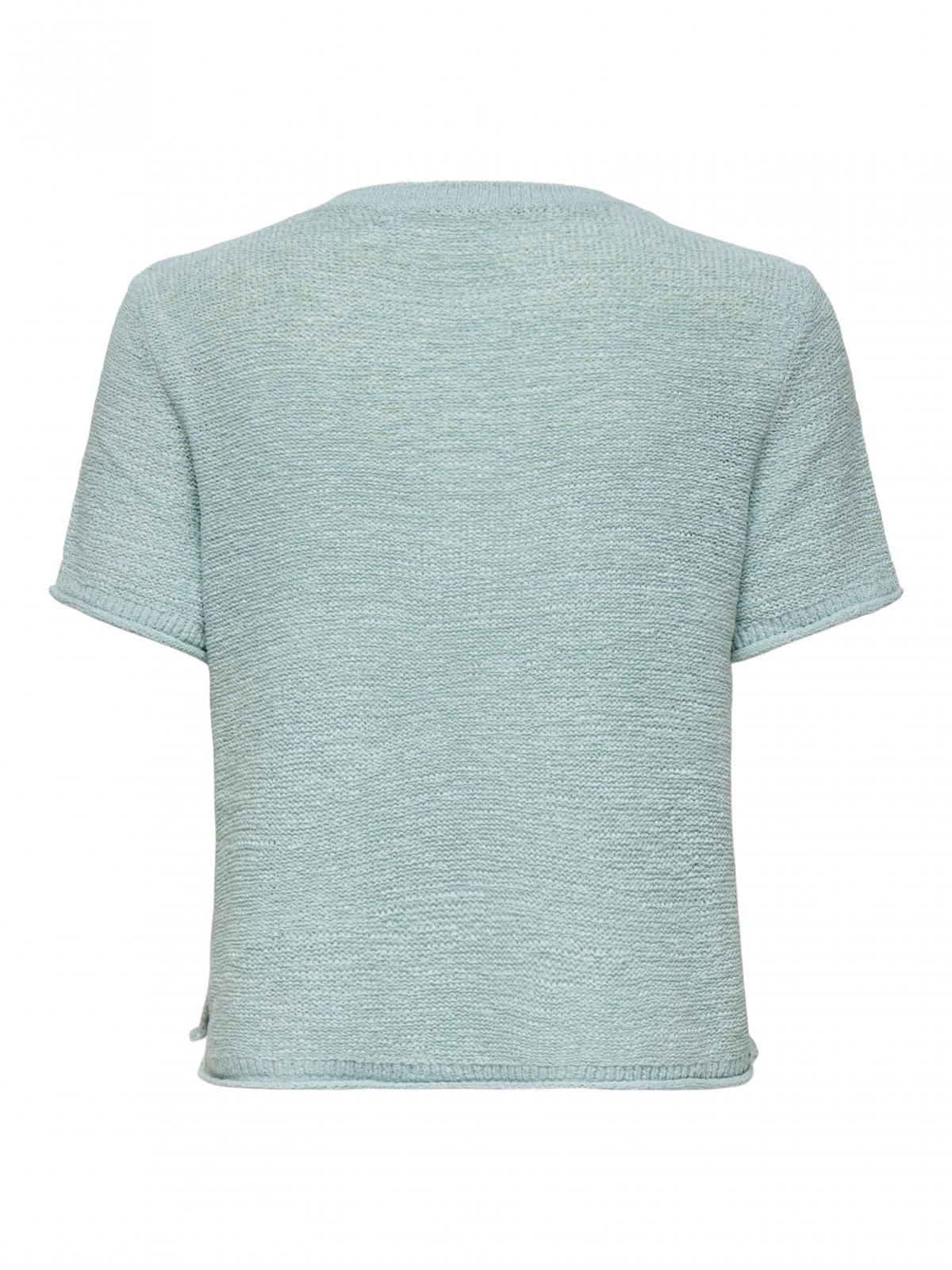 온리 라이트그린 소프트 라운드넥 반팔 니트 탑 15254282_1422 TURQUOISE / GRAY MIST - 상세 이미지 5