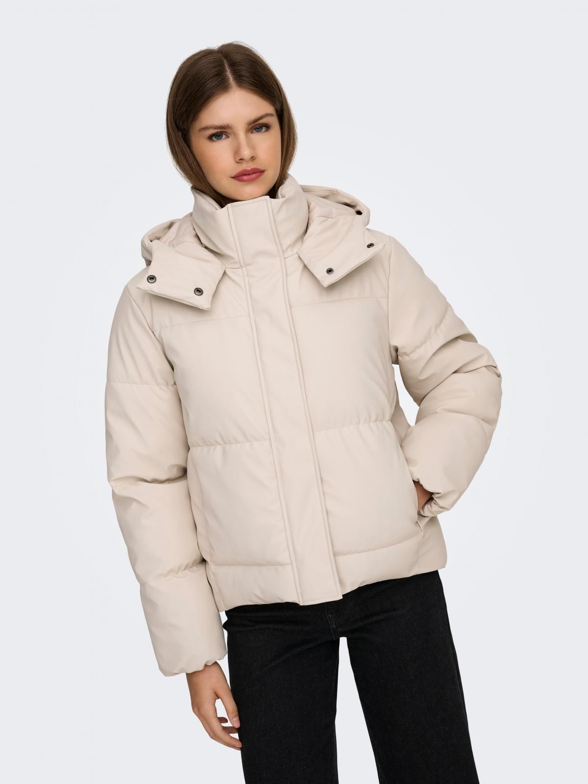 온리 테크니컬 숏 패딩 아이보리 재킷 15365796_115 BEIGE / PUMICE STONE - 상품 이미지