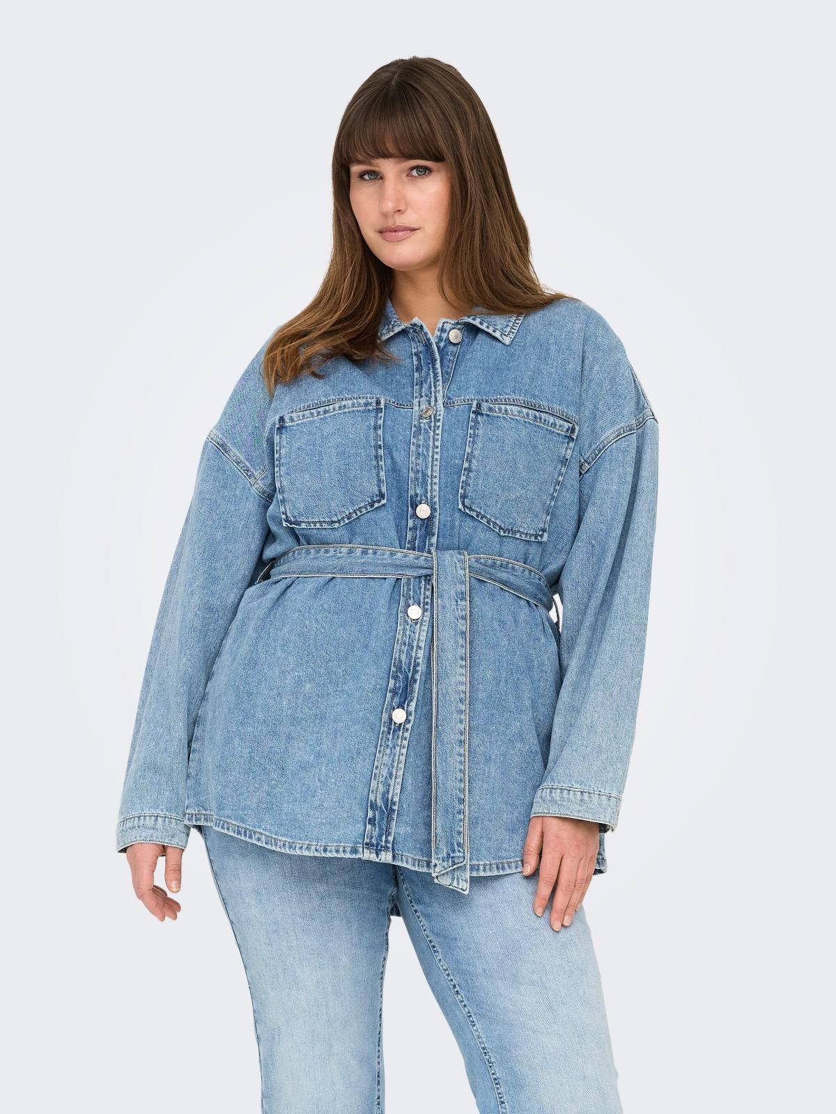 온리 오버핏 데님 벨트 테크니컬 재킷 15342258_2116 BLUE / LIGHT BLUE DENIM - 상품 이미지