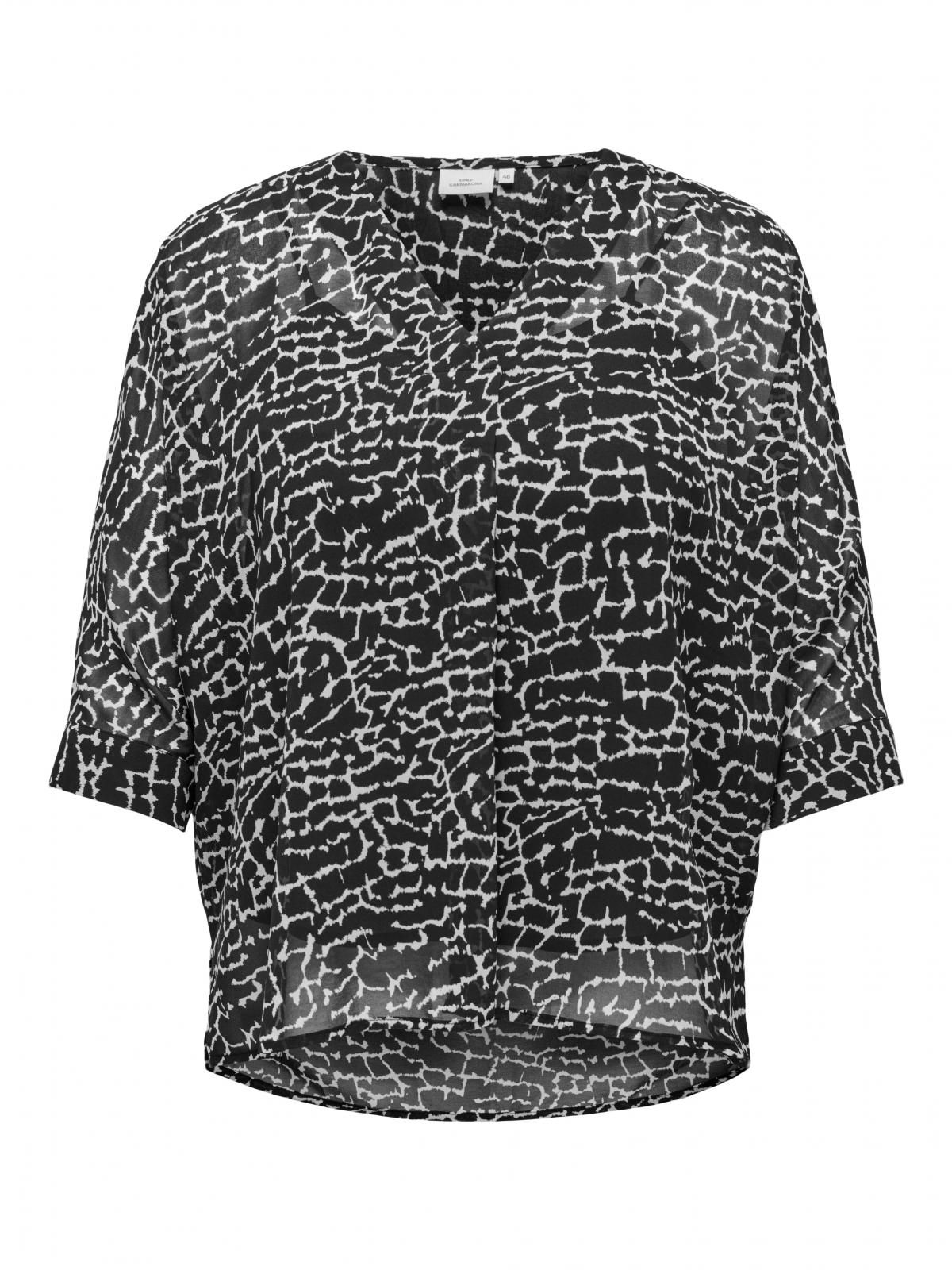 온리 빅사이즈 패턴 스플릿넥 블라우스 15354740_2161_1208008 BLACK / BLACK - 상세 이미지 3